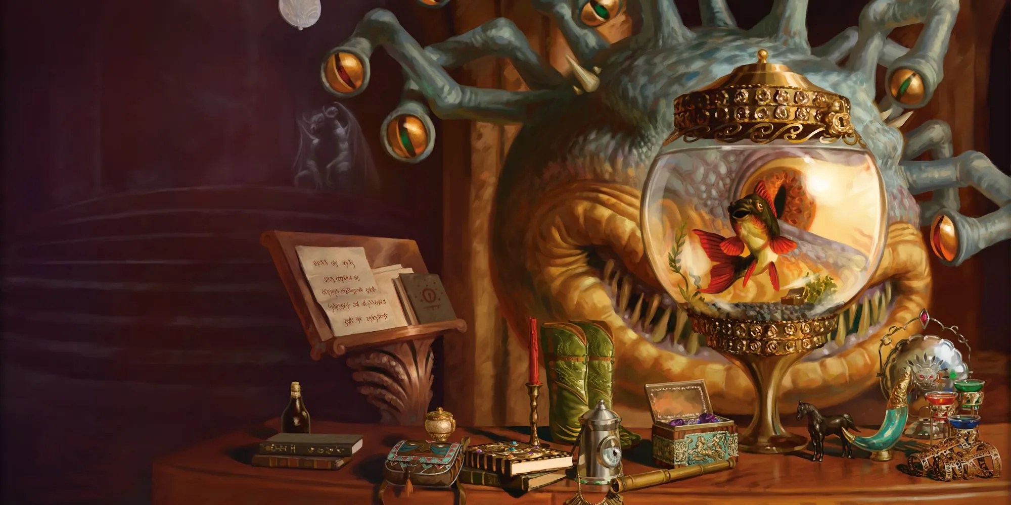 D&amp;D Xanathar at his desk and Goldfish