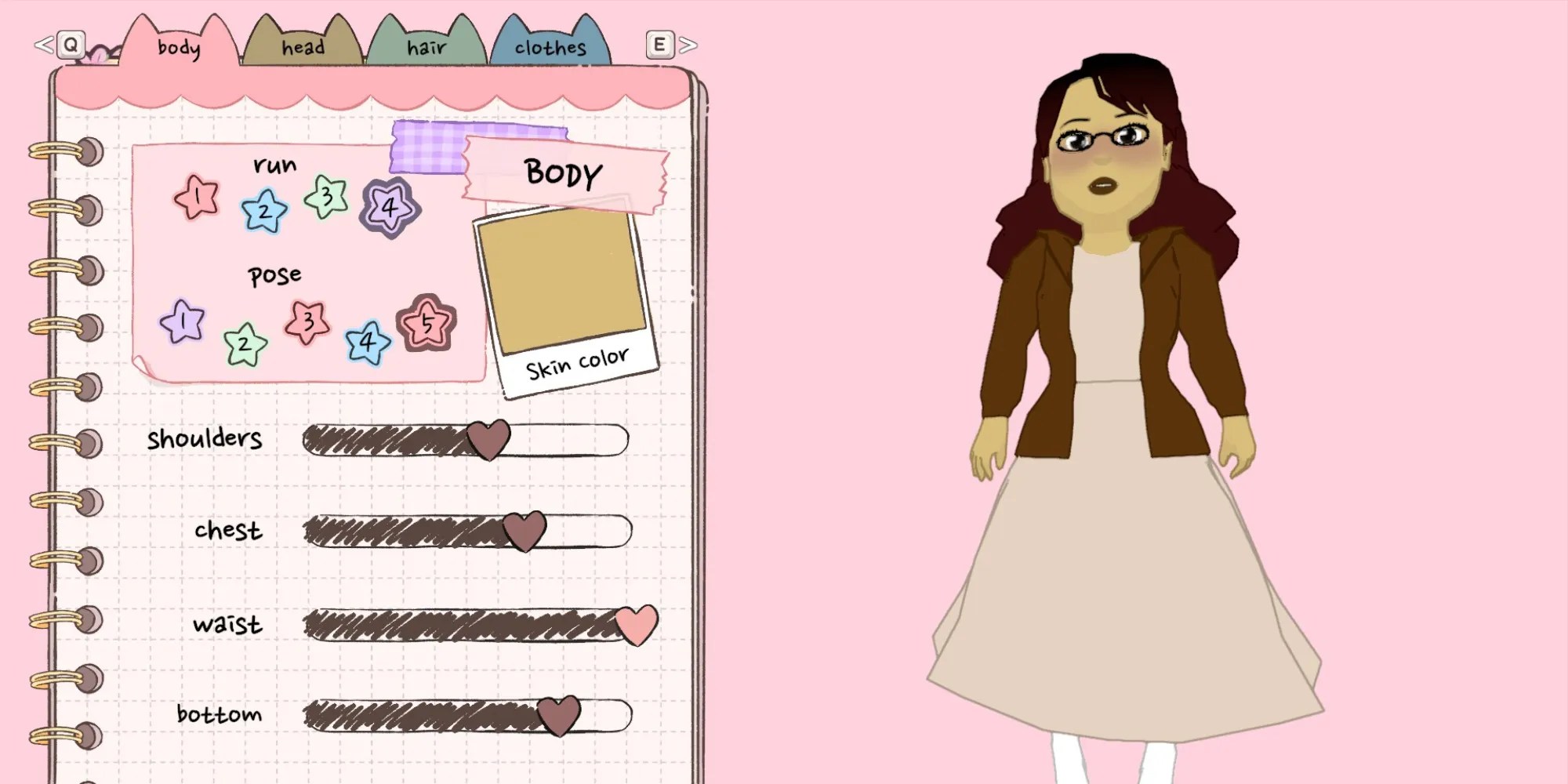 calico character customization menu