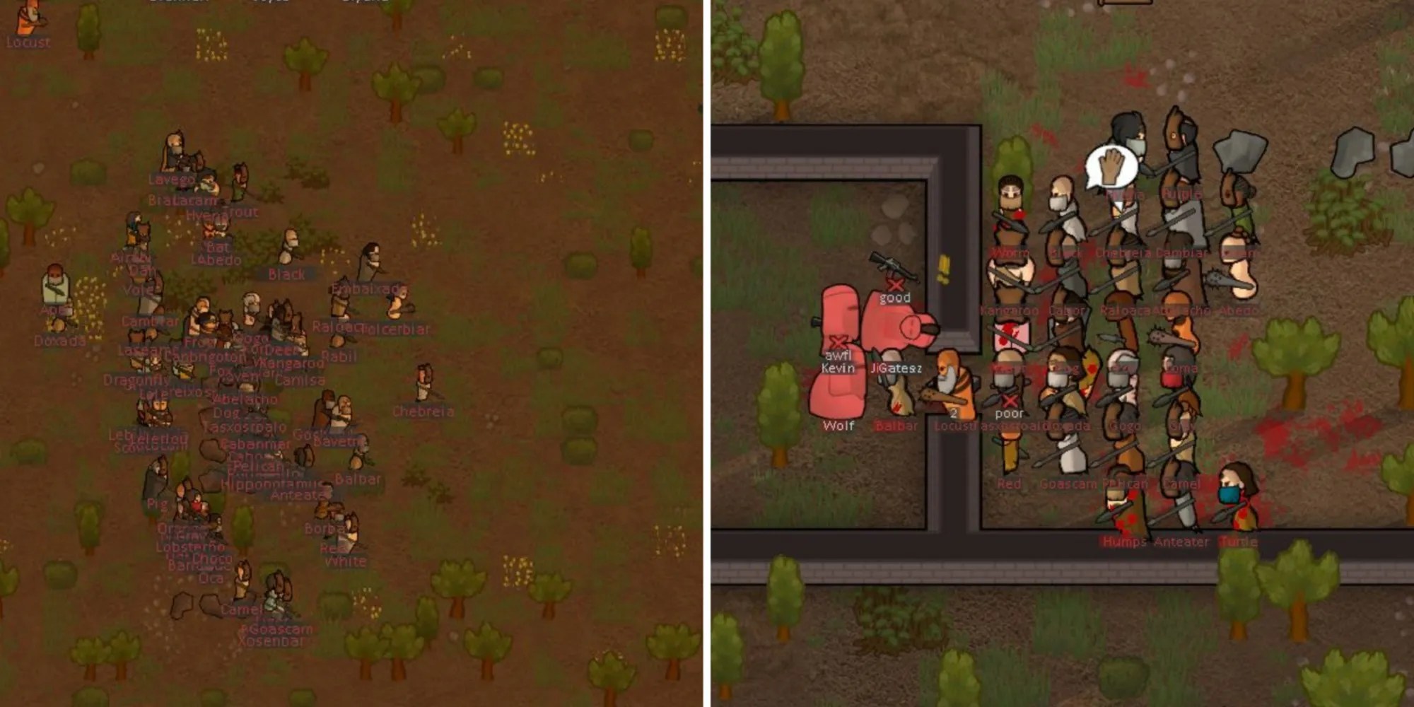 Raiders Clumped Up And Raiders Spread Out