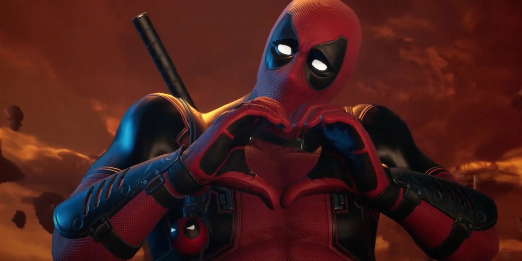 deadpool midnight suns doing a heart hands gesture at the camera