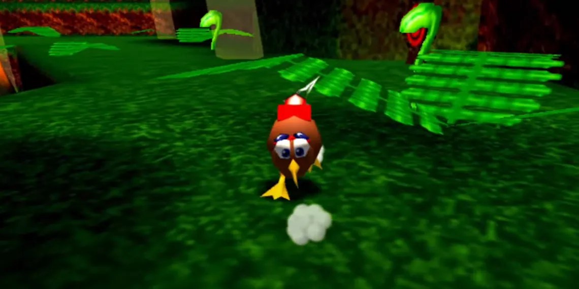 Super Kiwi 64 player character running through grass.
