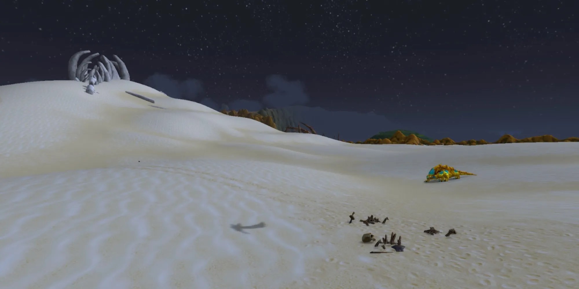 Footprints and Bones in the Desert of Tanaris in WoW
