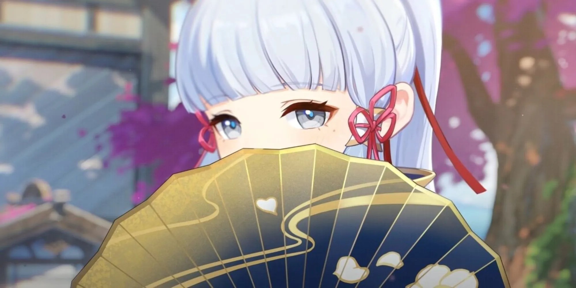 Ayaka from Genshin Impact with mask on her face.