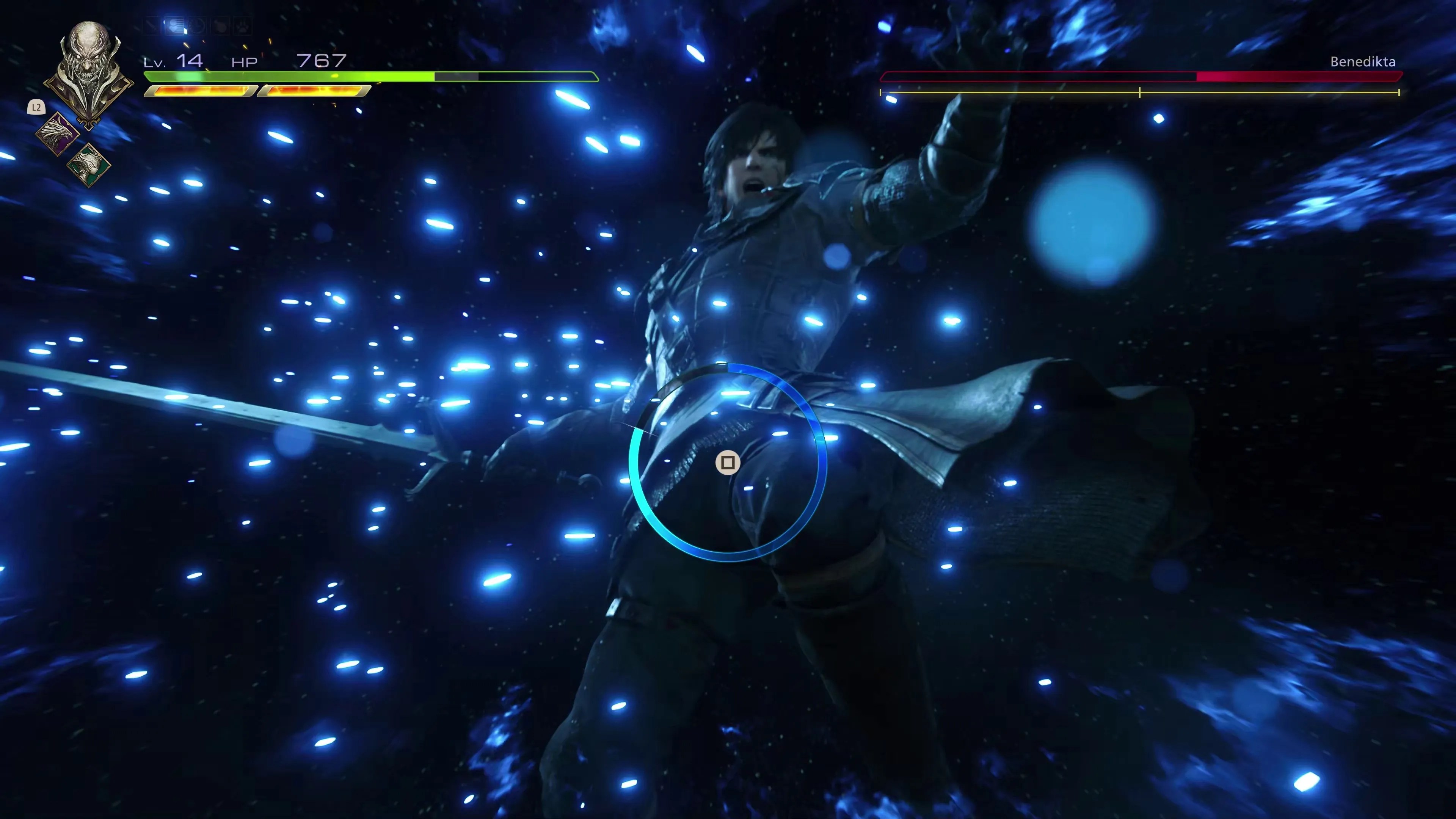 Clive during a cinematic event sequence in Final Fantasy 16.