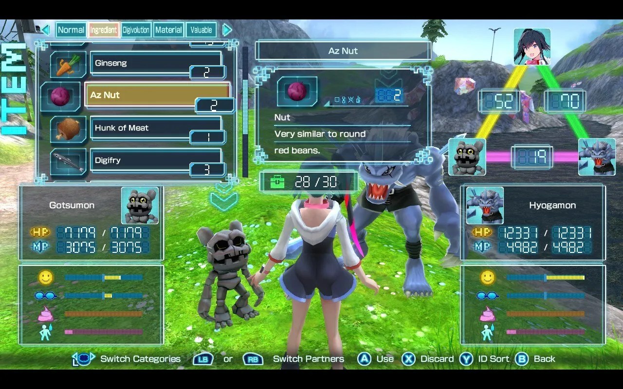 Digimon World: Next Order feeding a Nut to Digimon