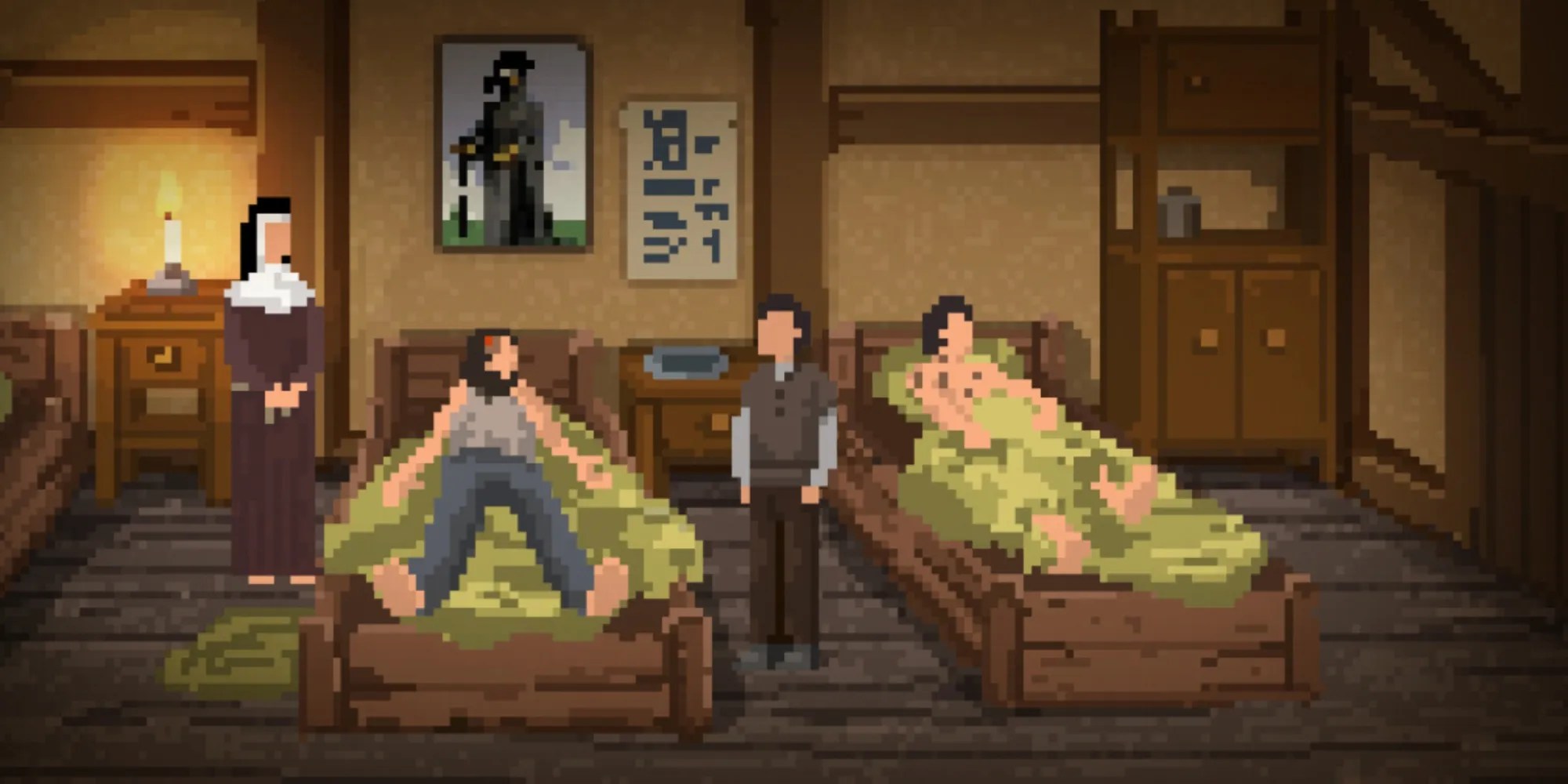 Oswald Keller, Two Sick Patients, and a Nun in a Small House