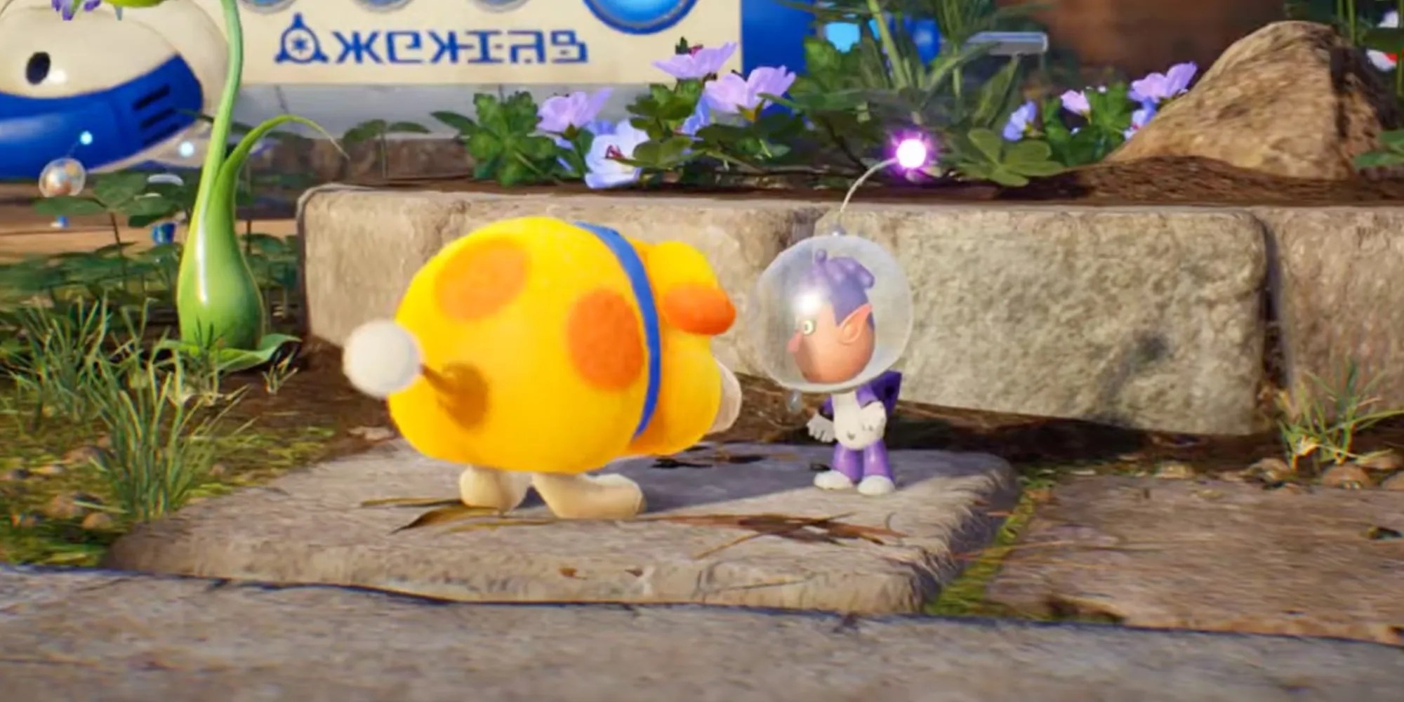 Puddle from Pikmin 4 Speaking with Oatchi
