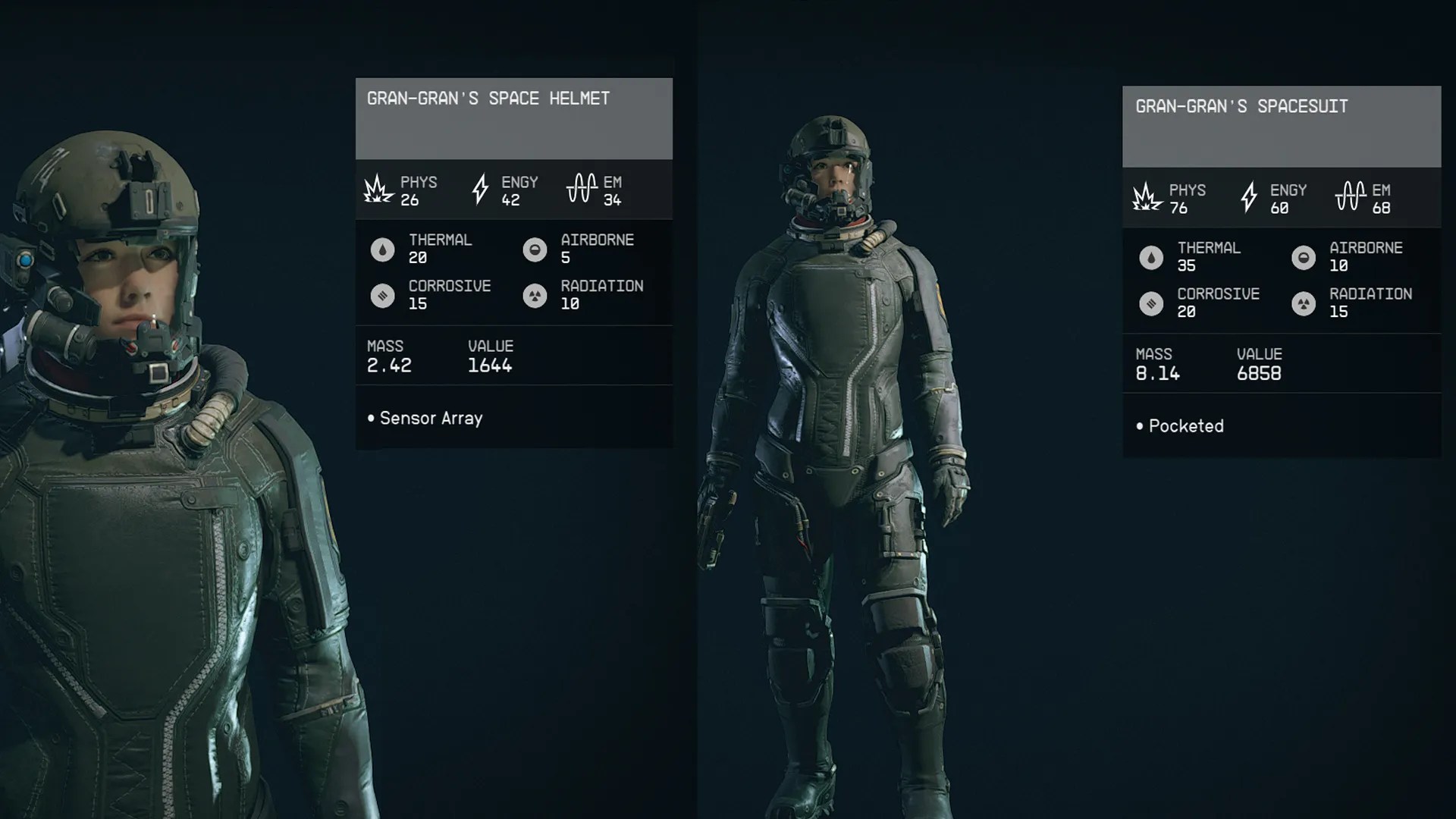 Gran-Gran’s Spacesuit and Helmet stats in Starfield
