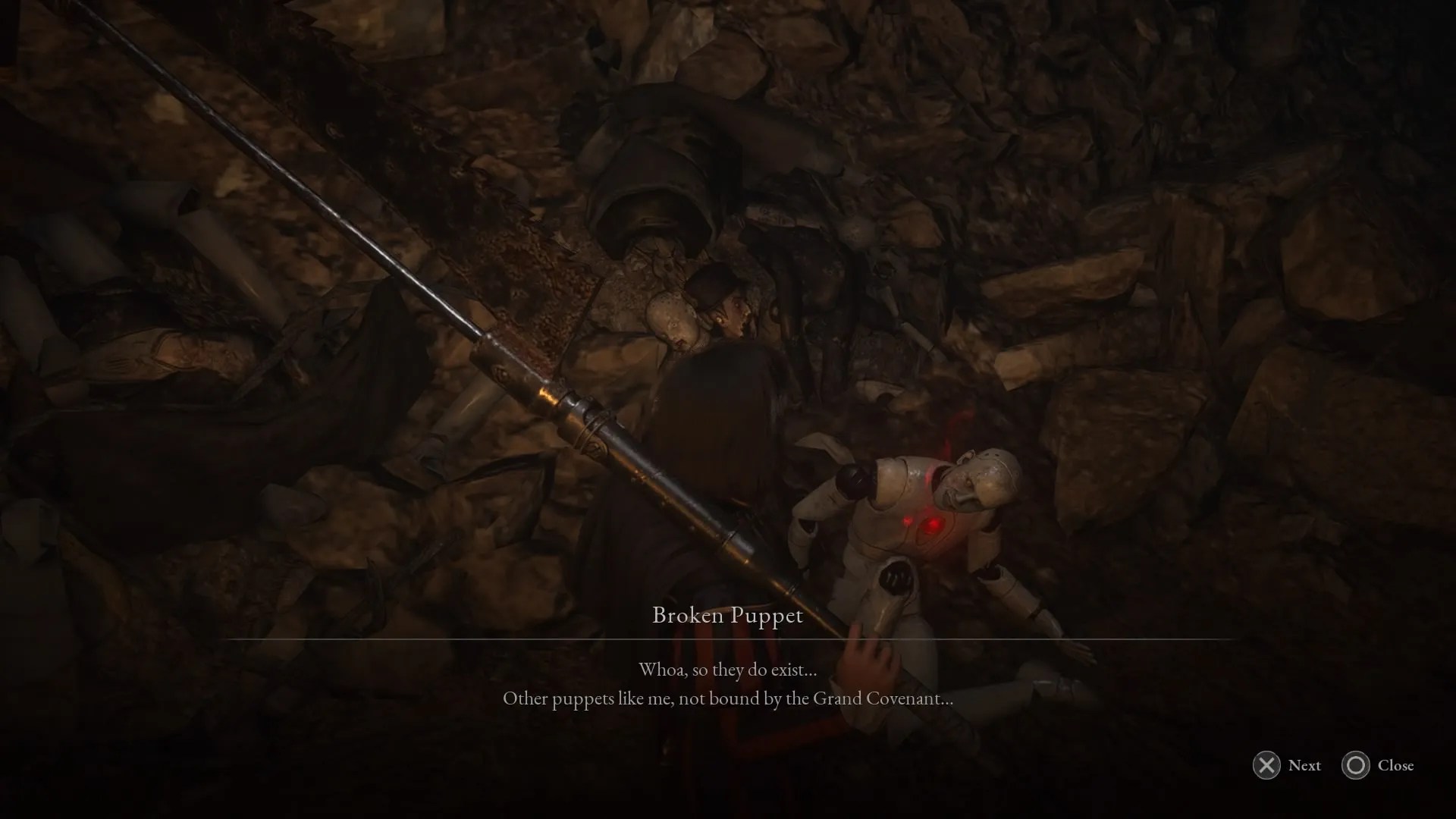 P speaking with the Broken Puppet Lies of P