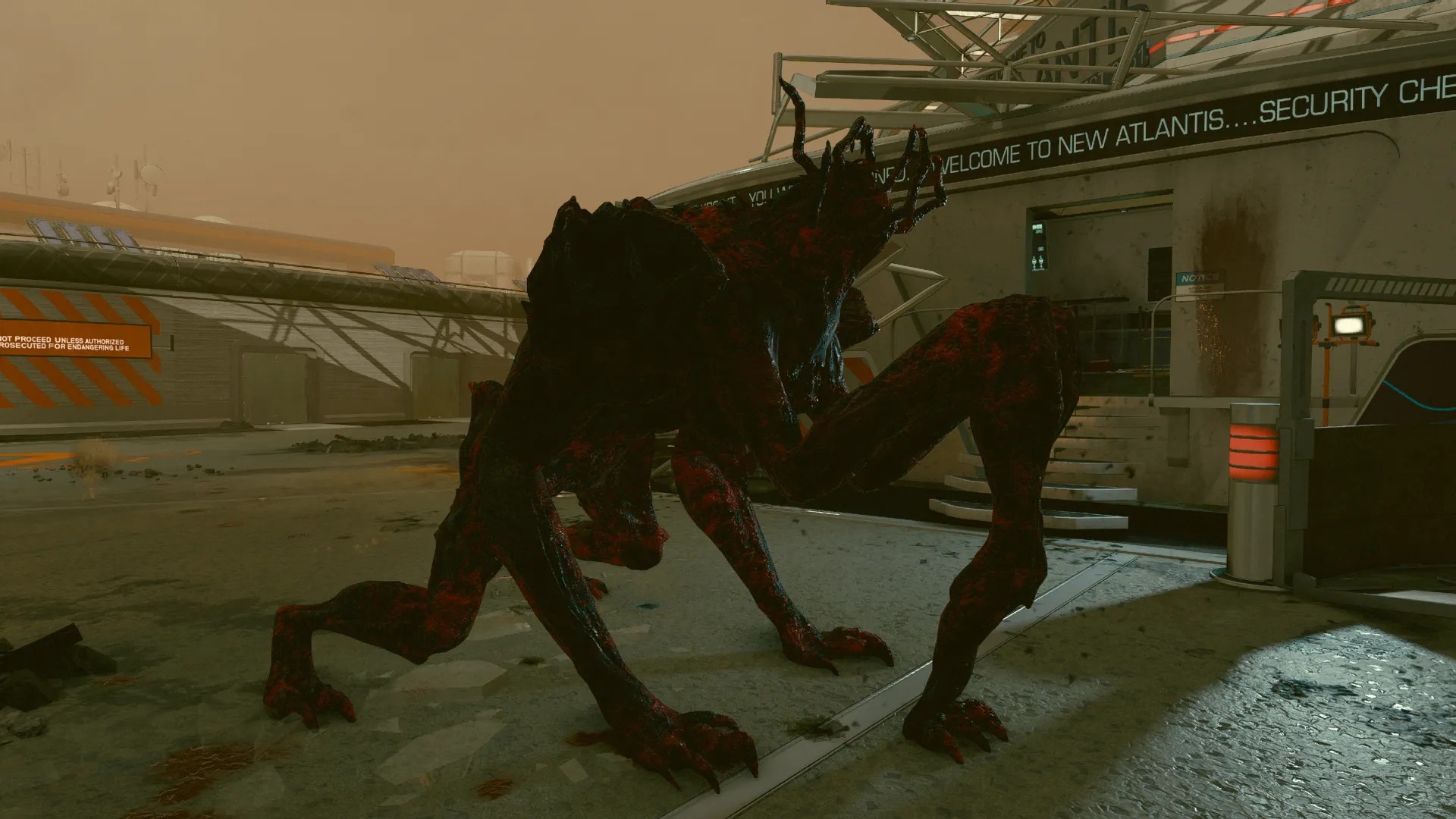 Terrormorph in New Atlantis starport in Starfield