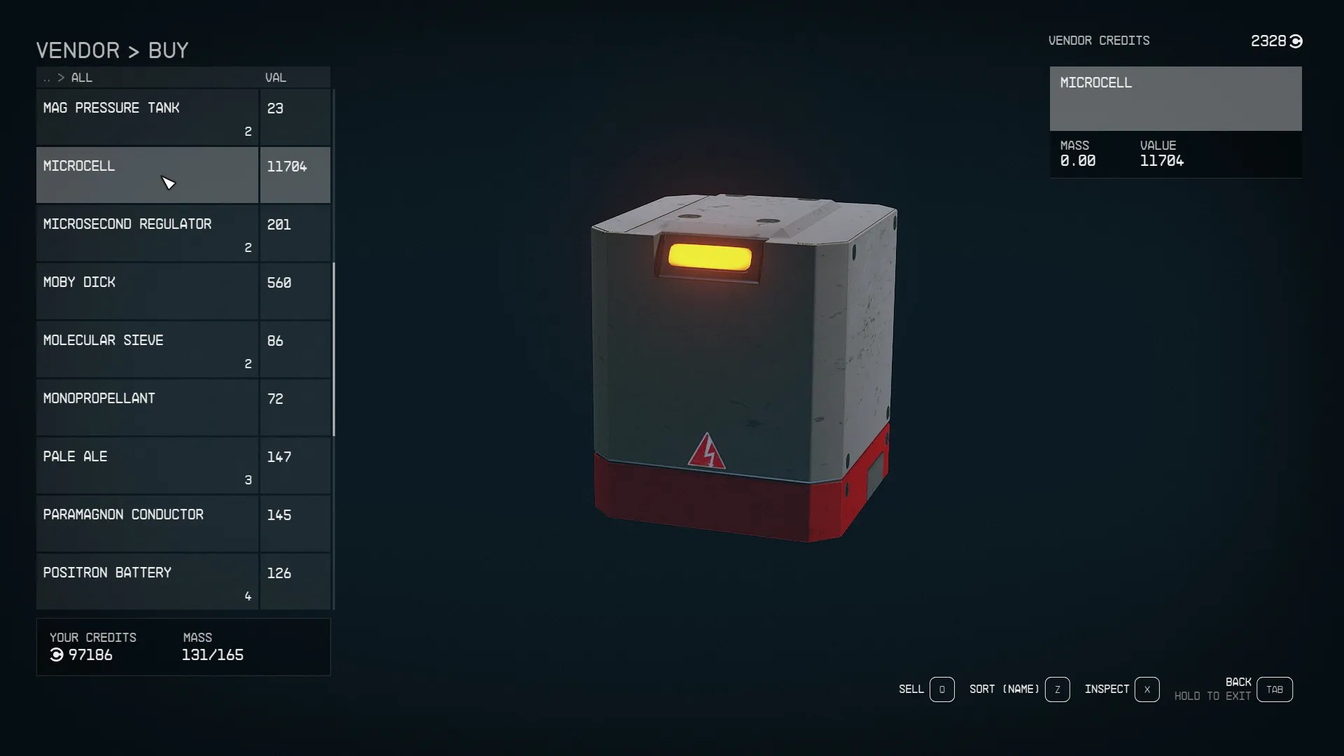 Microcell price in Starfield