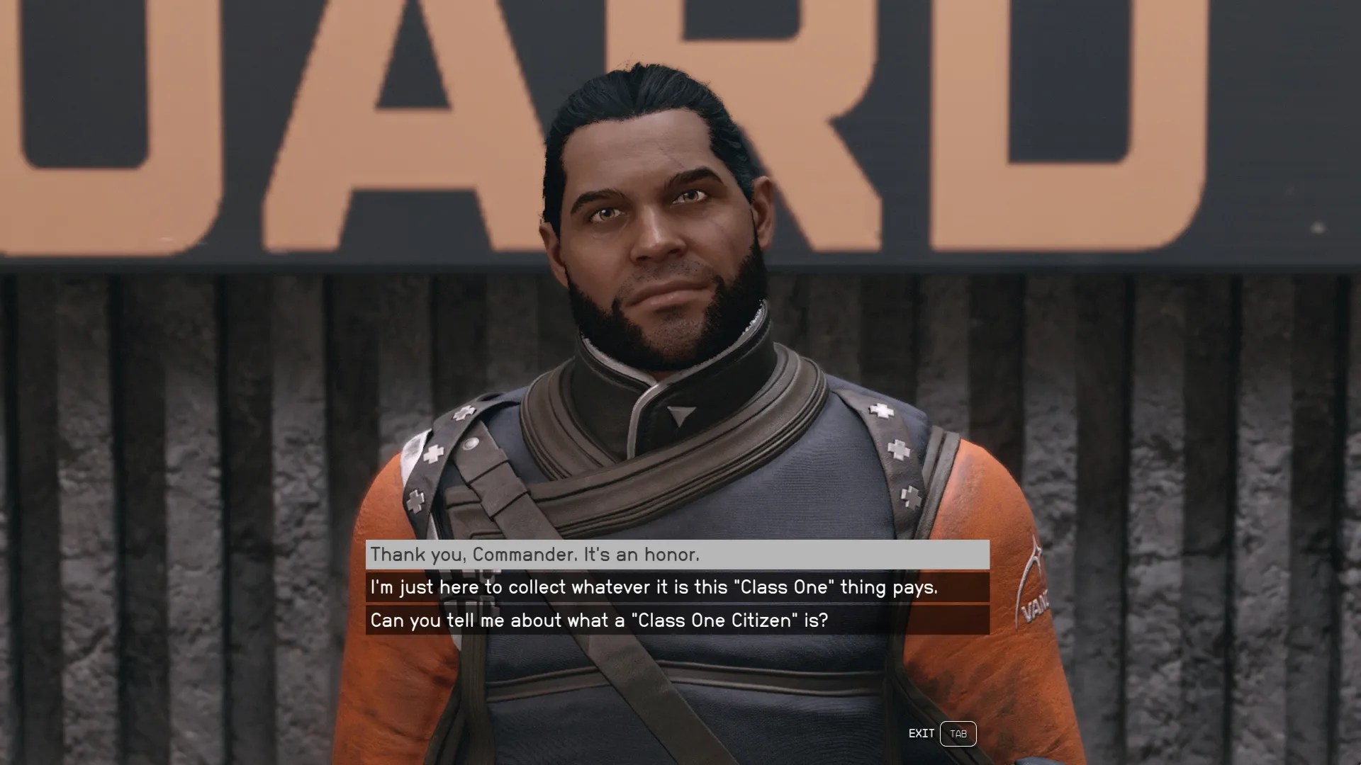 Tuala congratulates you in Starfield