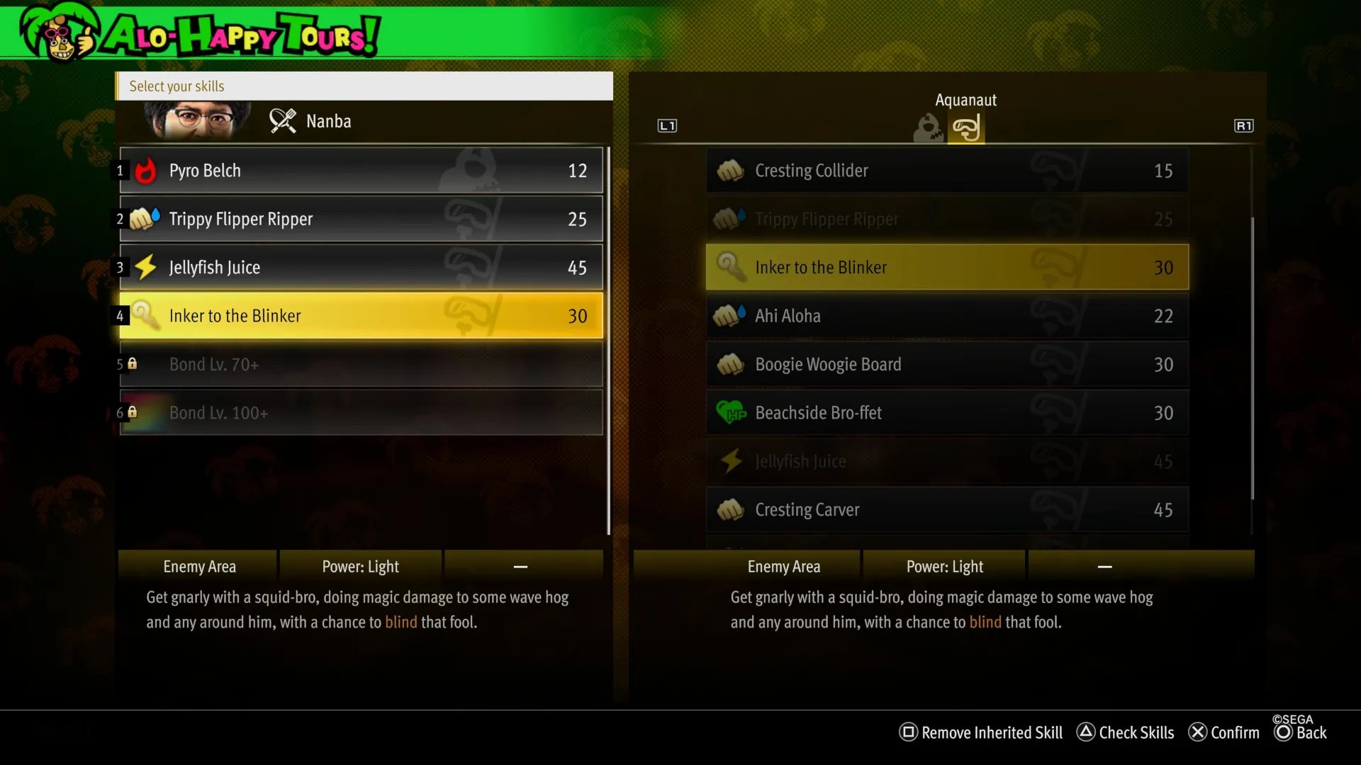 Like A Dragon Infinite Wealth, Swapping skills with Nanba