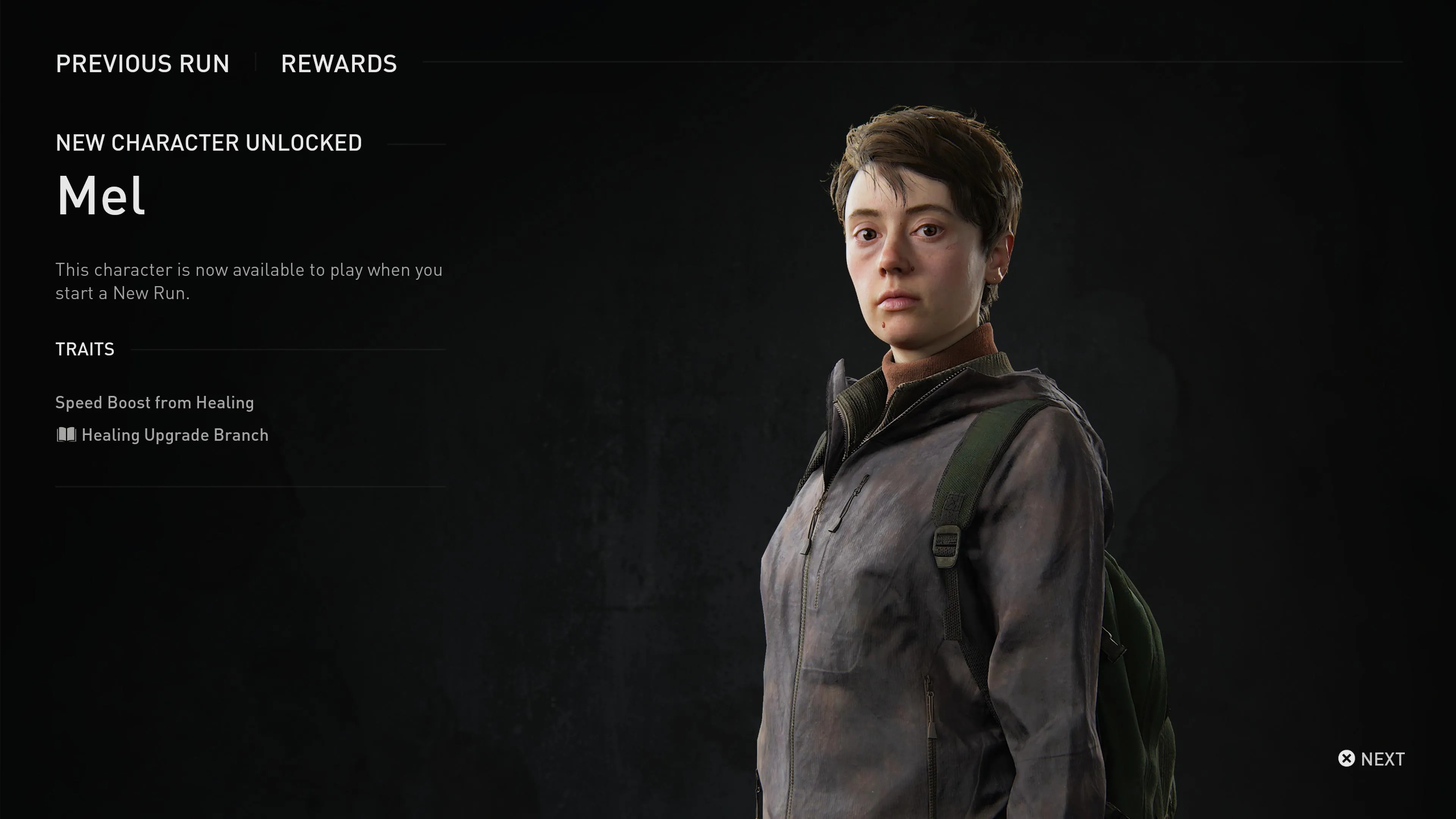 Mel Last of Us Part 2 No Return unlock screen