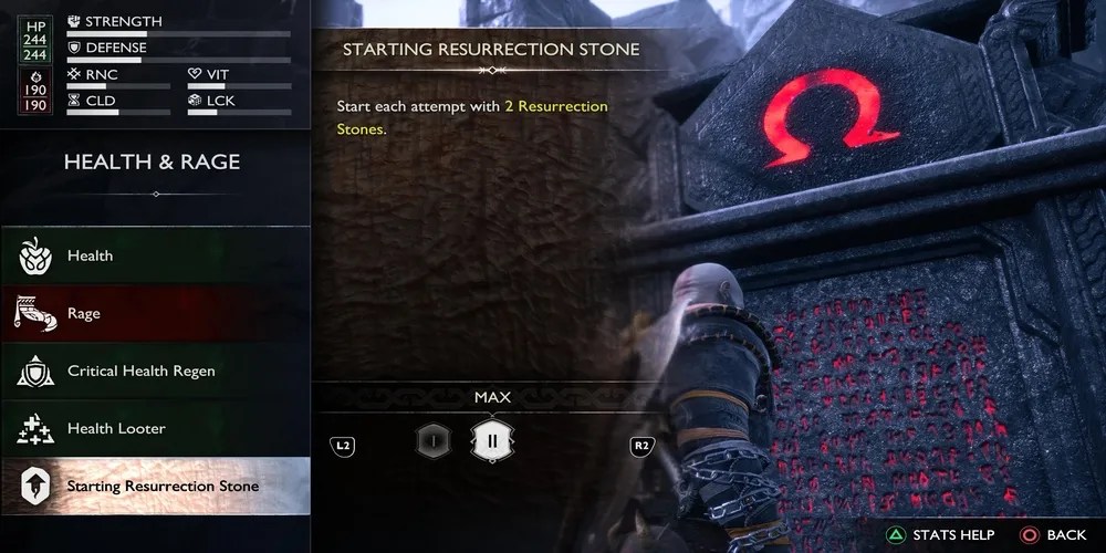 Resurrection Stone rune description in God of War Ragnarok: Valhalla
