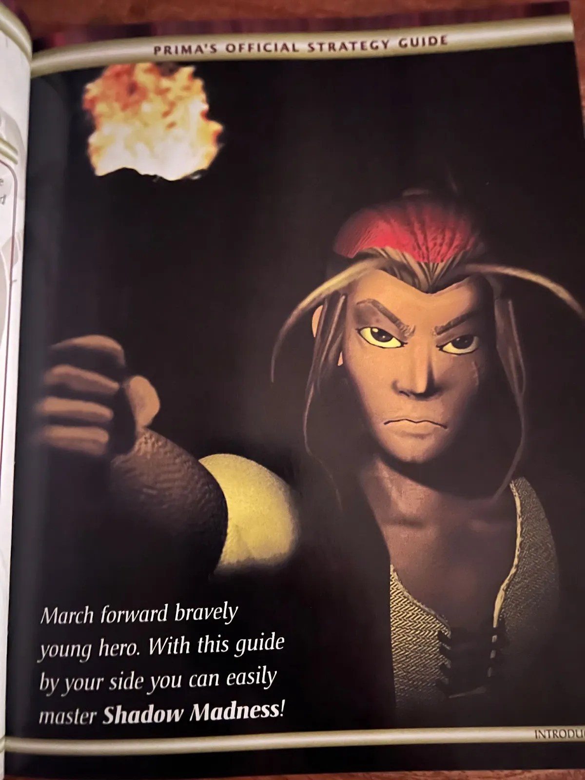 Another page from the Shadow Madness guide with text that reads: “March forward braverly young hero. With this guide by your side you can easily master Shadow Madness!"