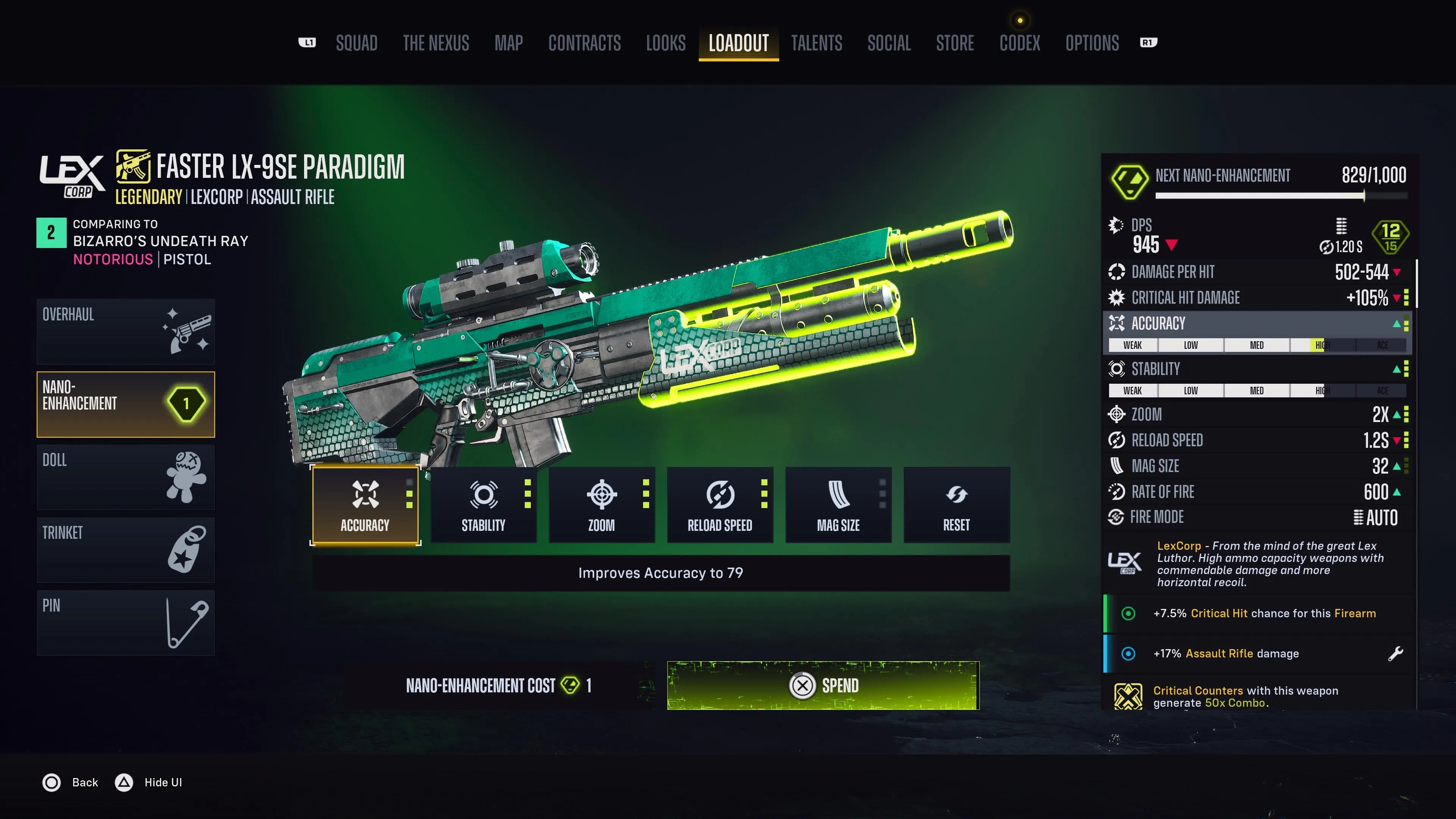 The LX-9SE Paradigm after being upgraded in Suicide Squad: Kill the Justice League