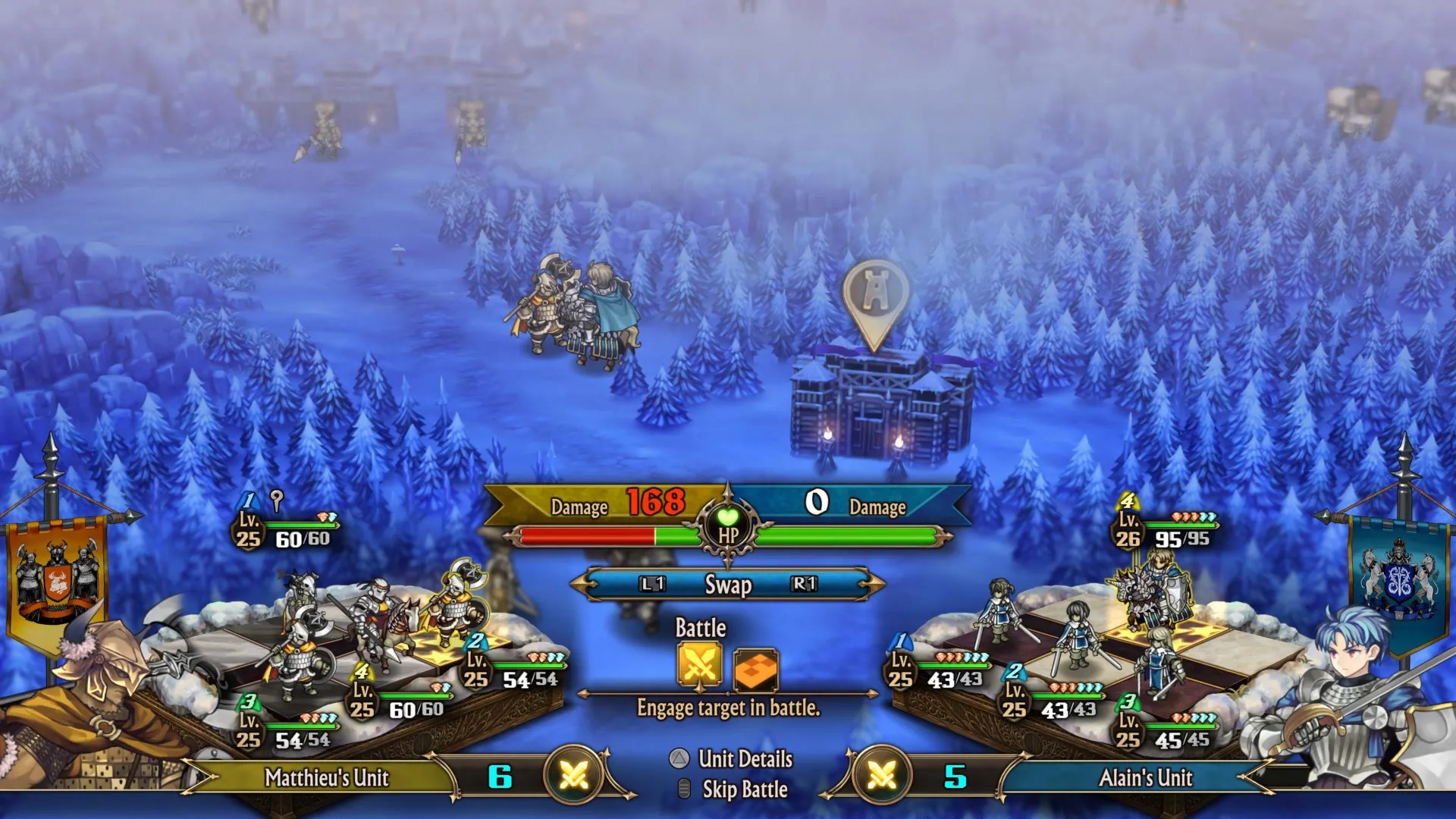 Unicorn Overlord, The premptive results screen