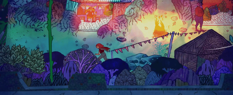 Zig running around a lantern in 30 Birds-anim