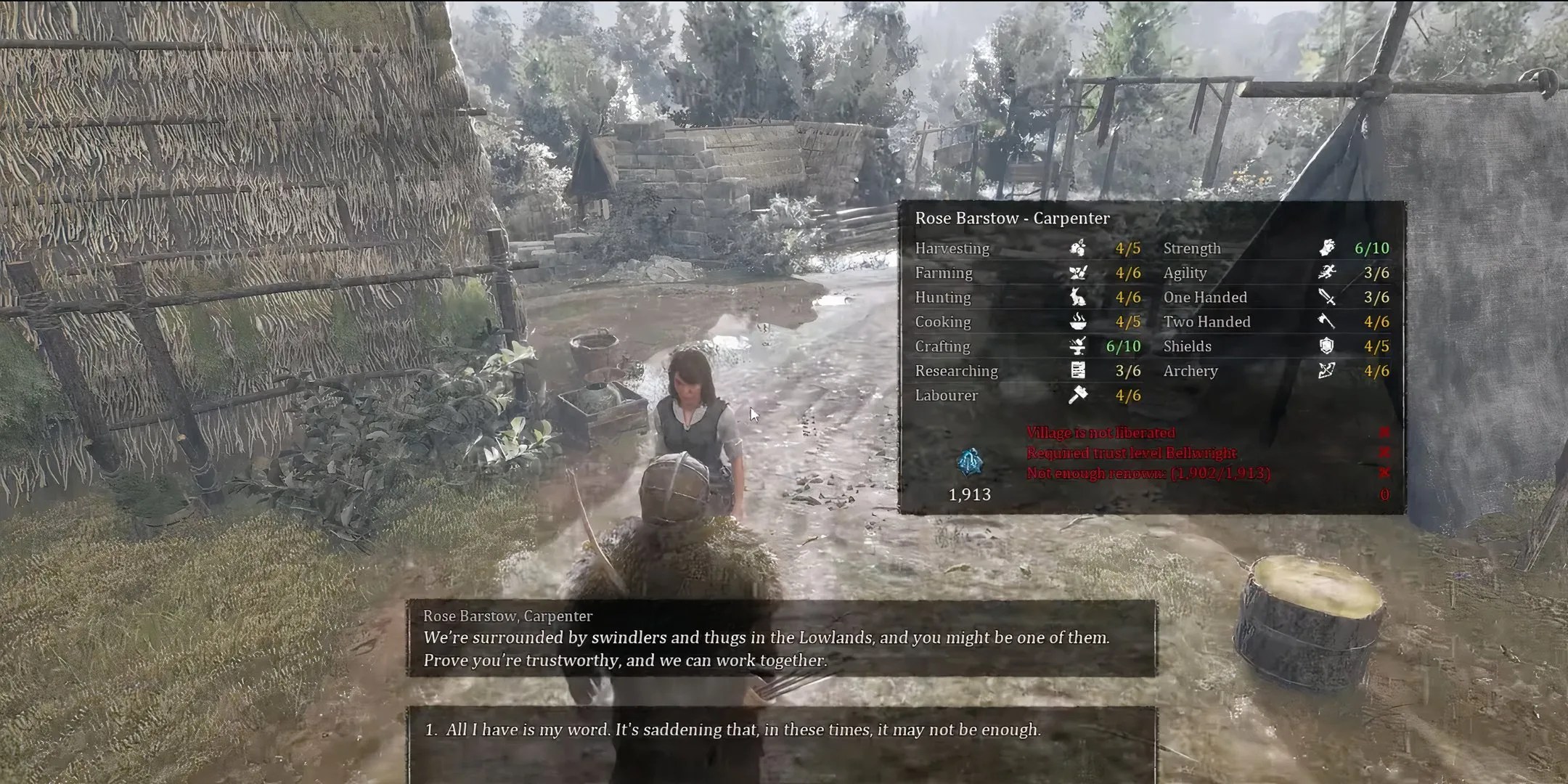 Apprentice Carpenter who doesn’t want to join you yet due to no renown