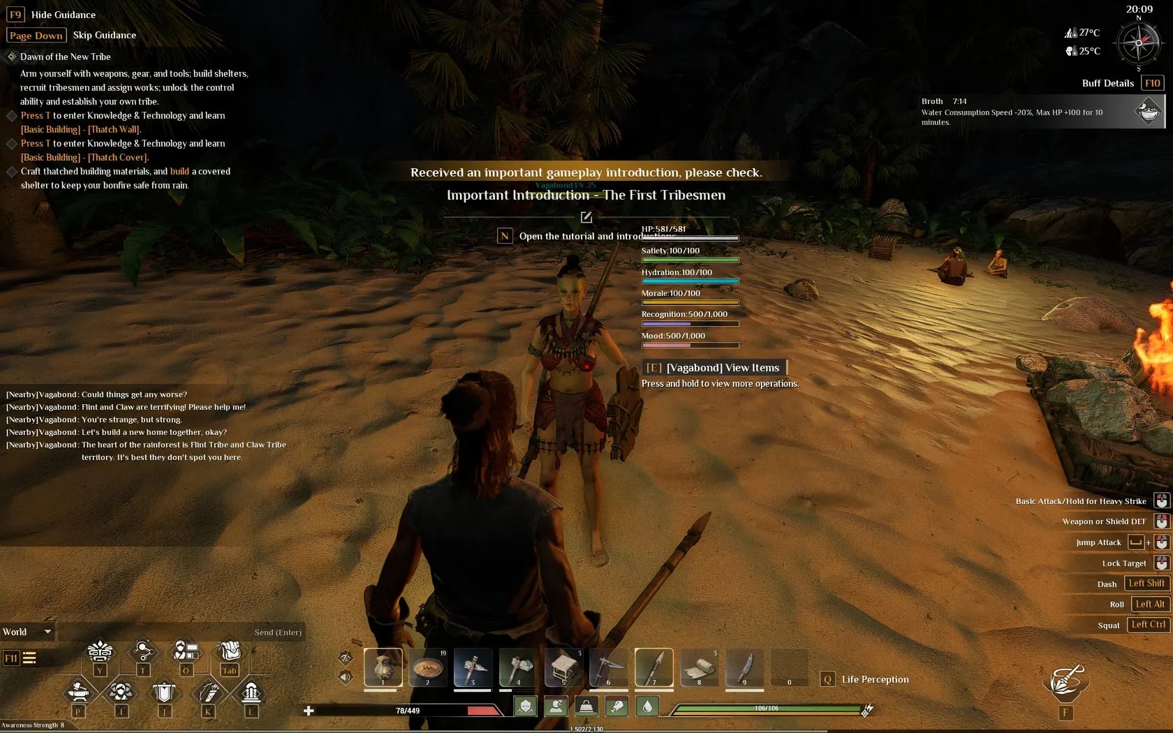 A player standing next to an NPC with the NPC’s stats displayed in Soulmask