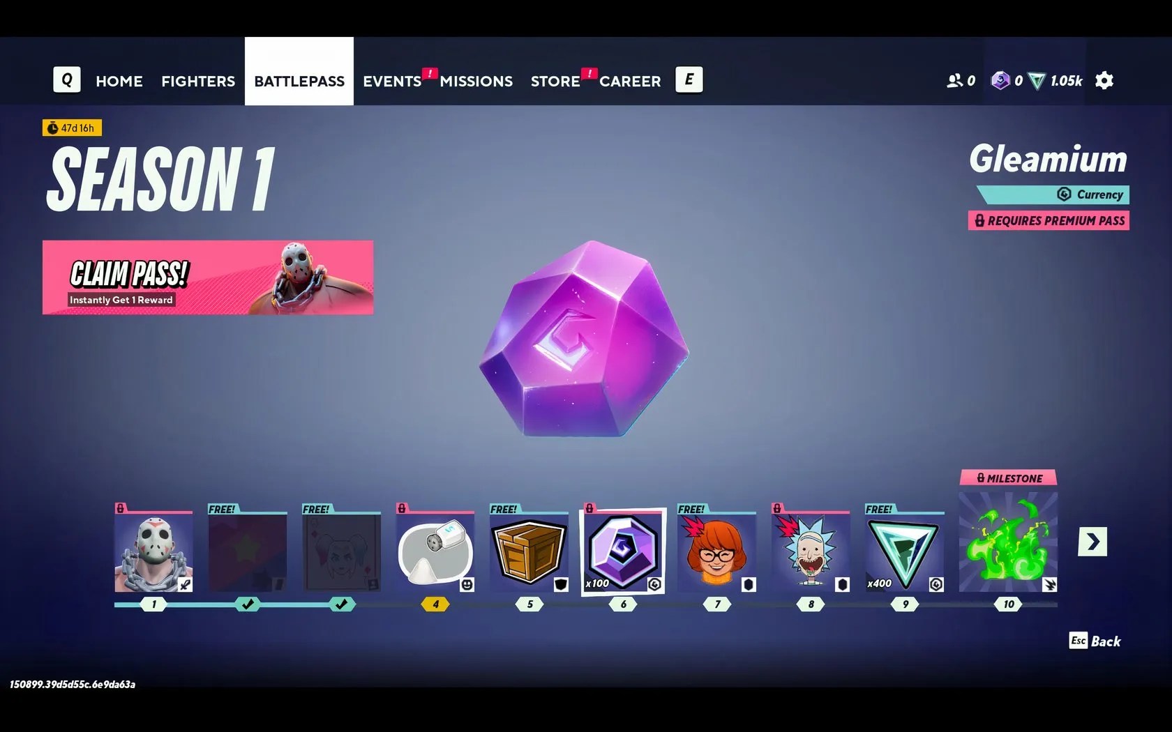 Gleamium as a reward in the Season 1 Battle Pass for MultiVersus.
