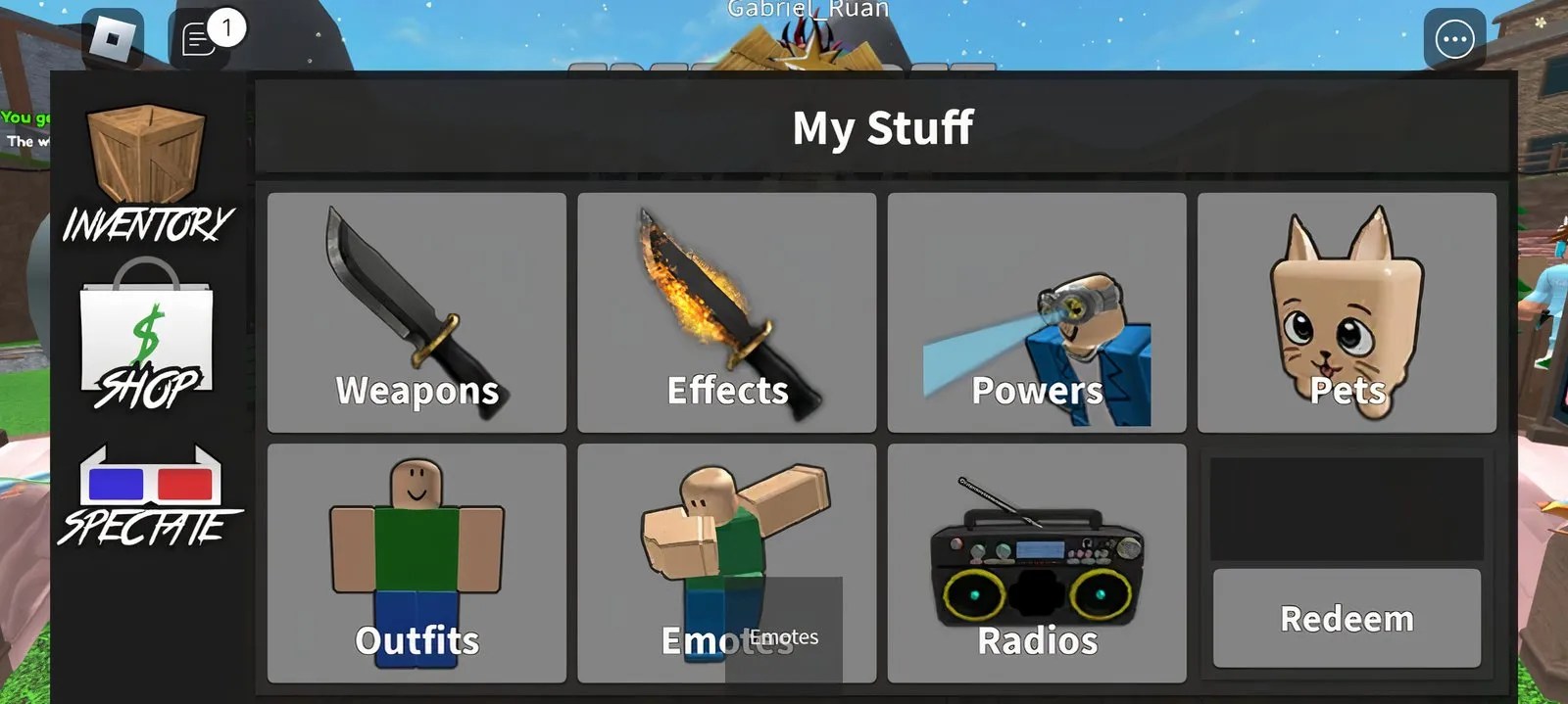 My Stuff section displayed in the inventory of Chilly’s MM2.