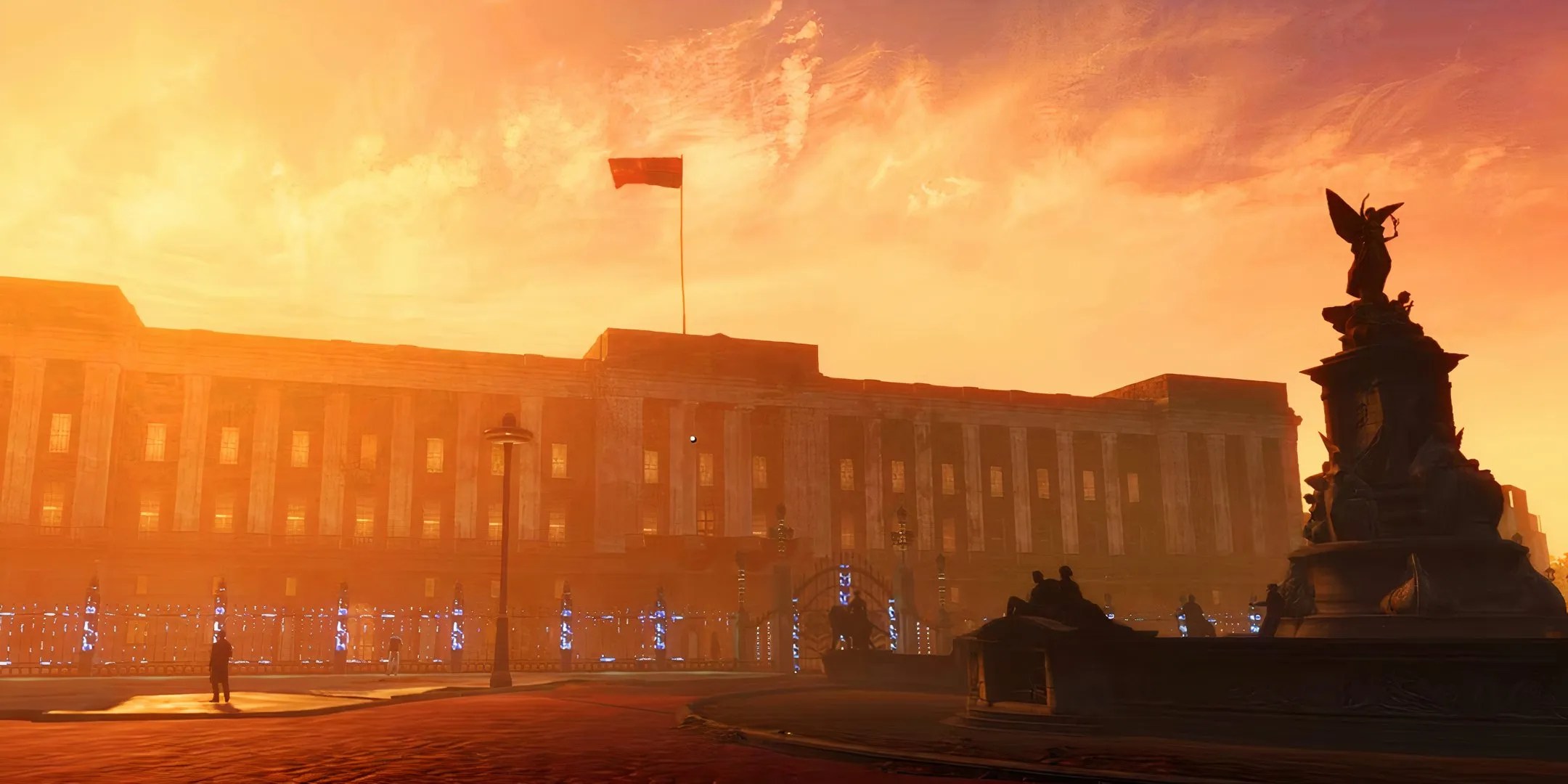 Buckingham Palace basking in the sunset