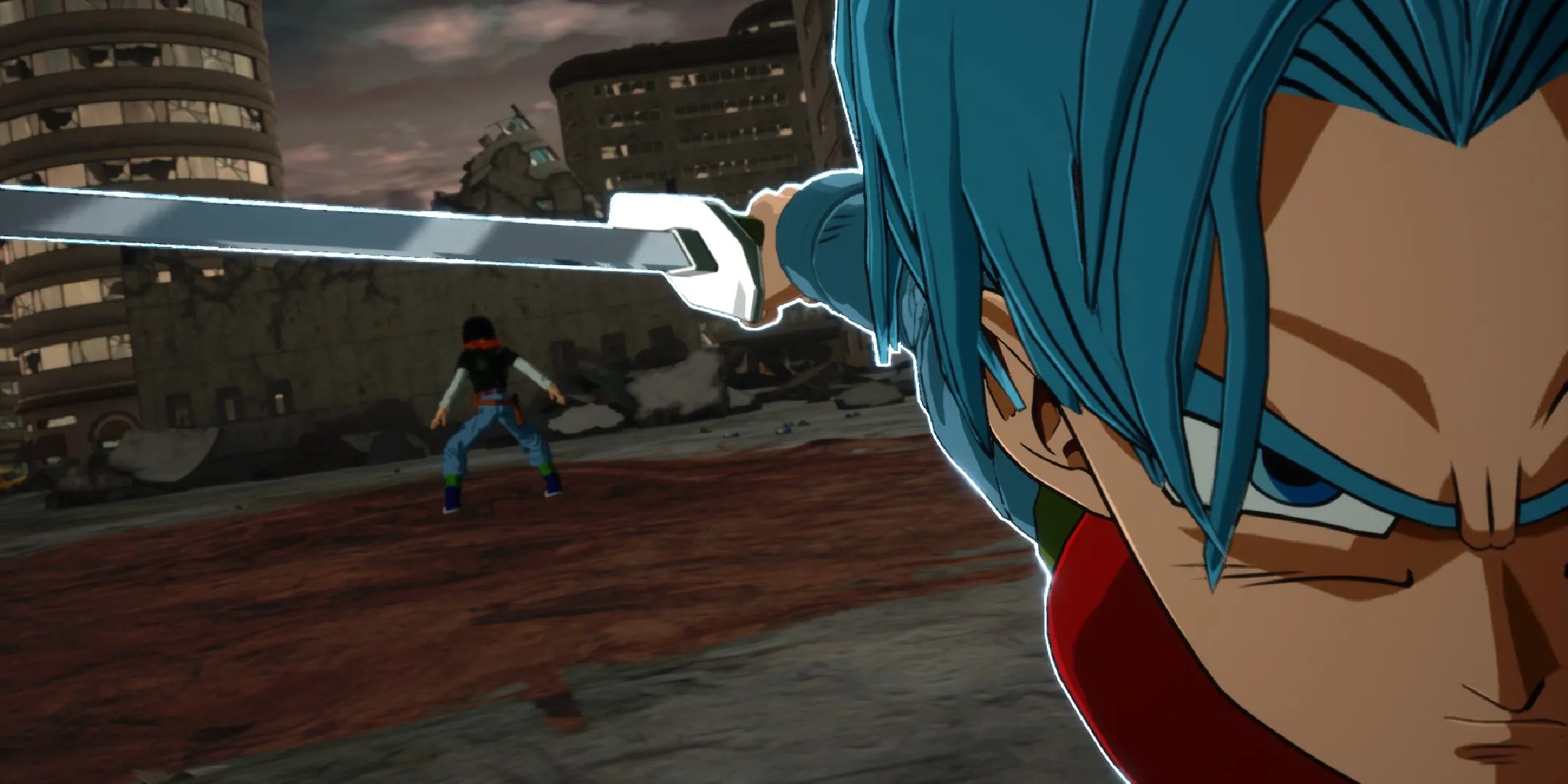 Dragon Ball Sparking Zero image showing Trunks after atacking Android 17.