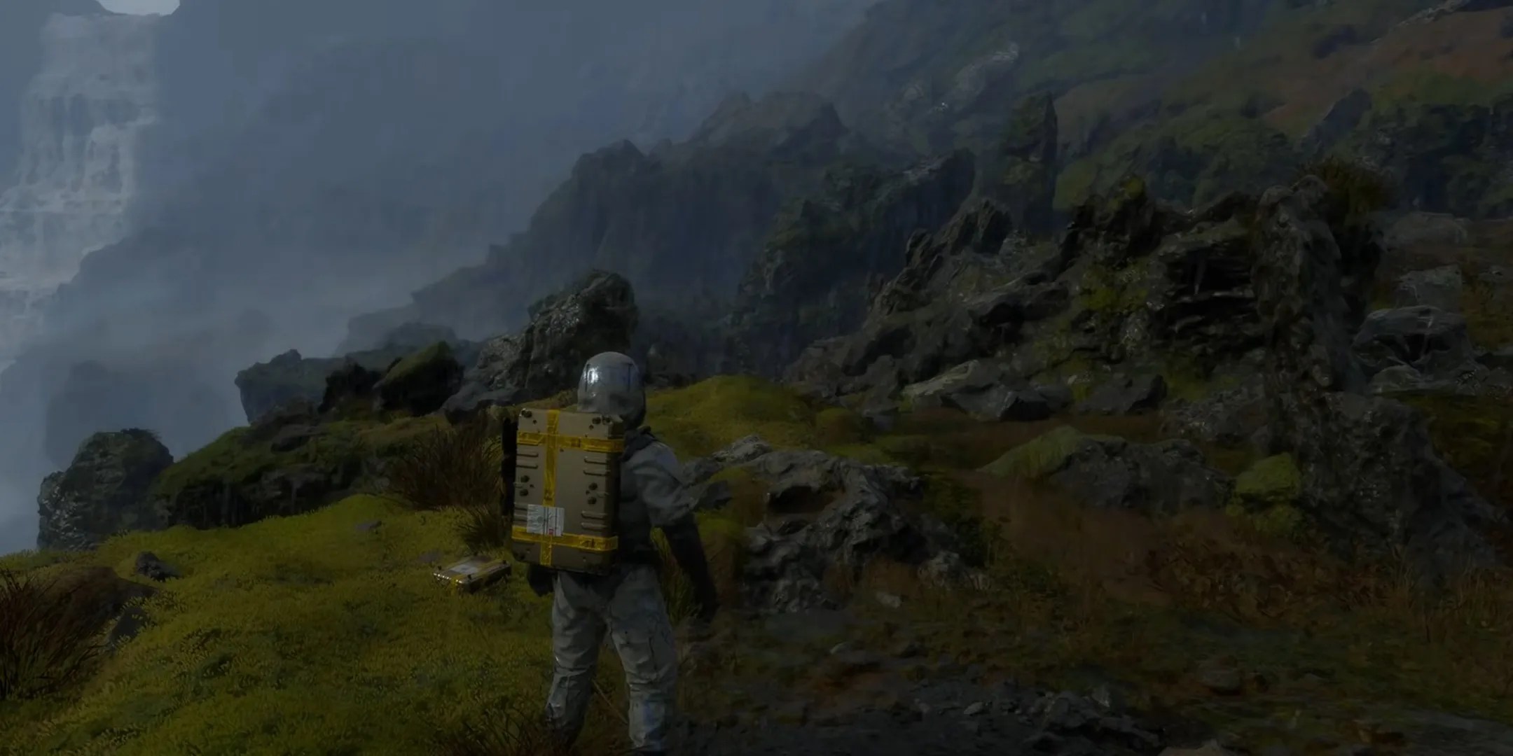 Navigating through the environment in Death Stranding.