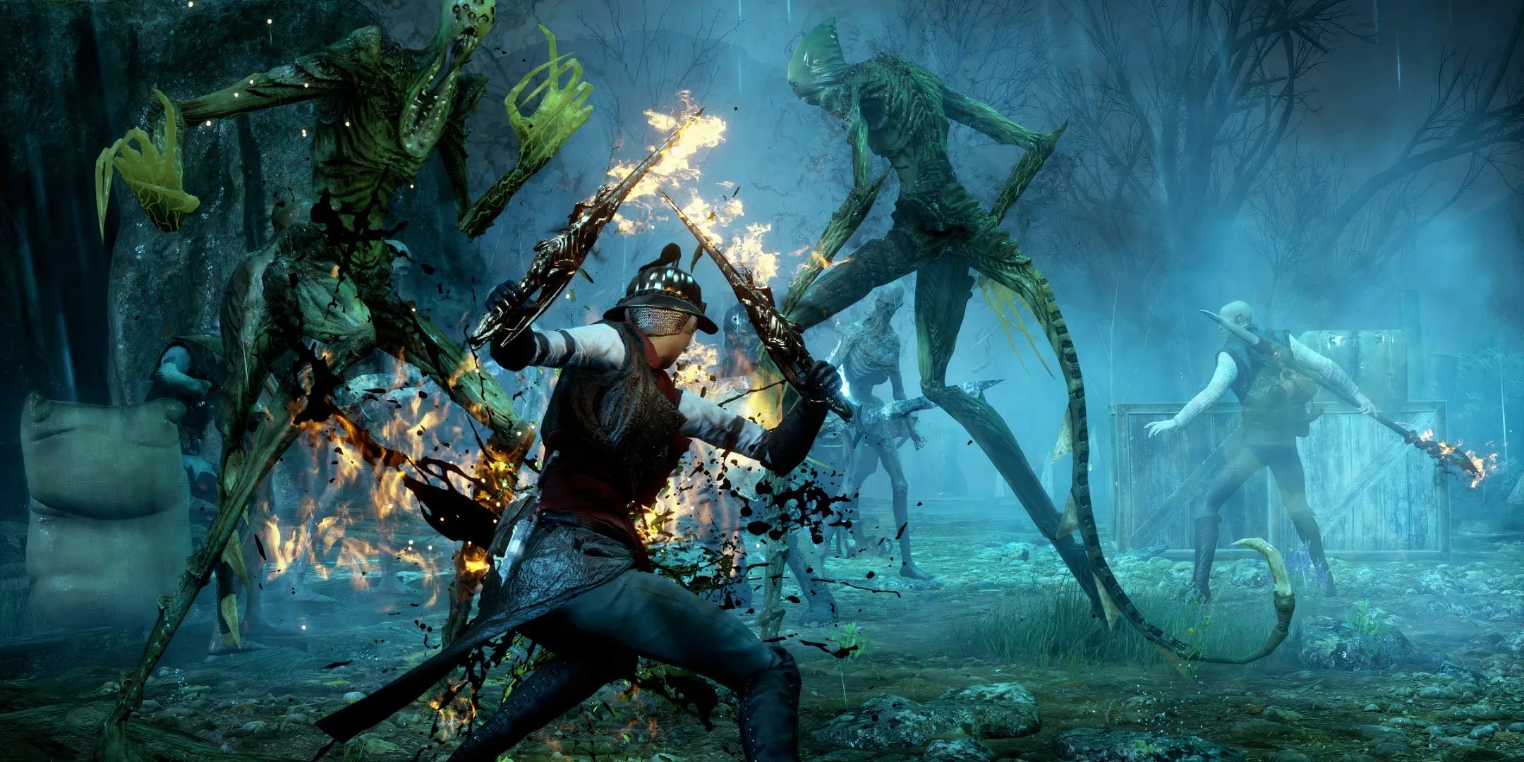 The Inquisitor faces off against several demons from the fade in Dragon Age: Inquisition.