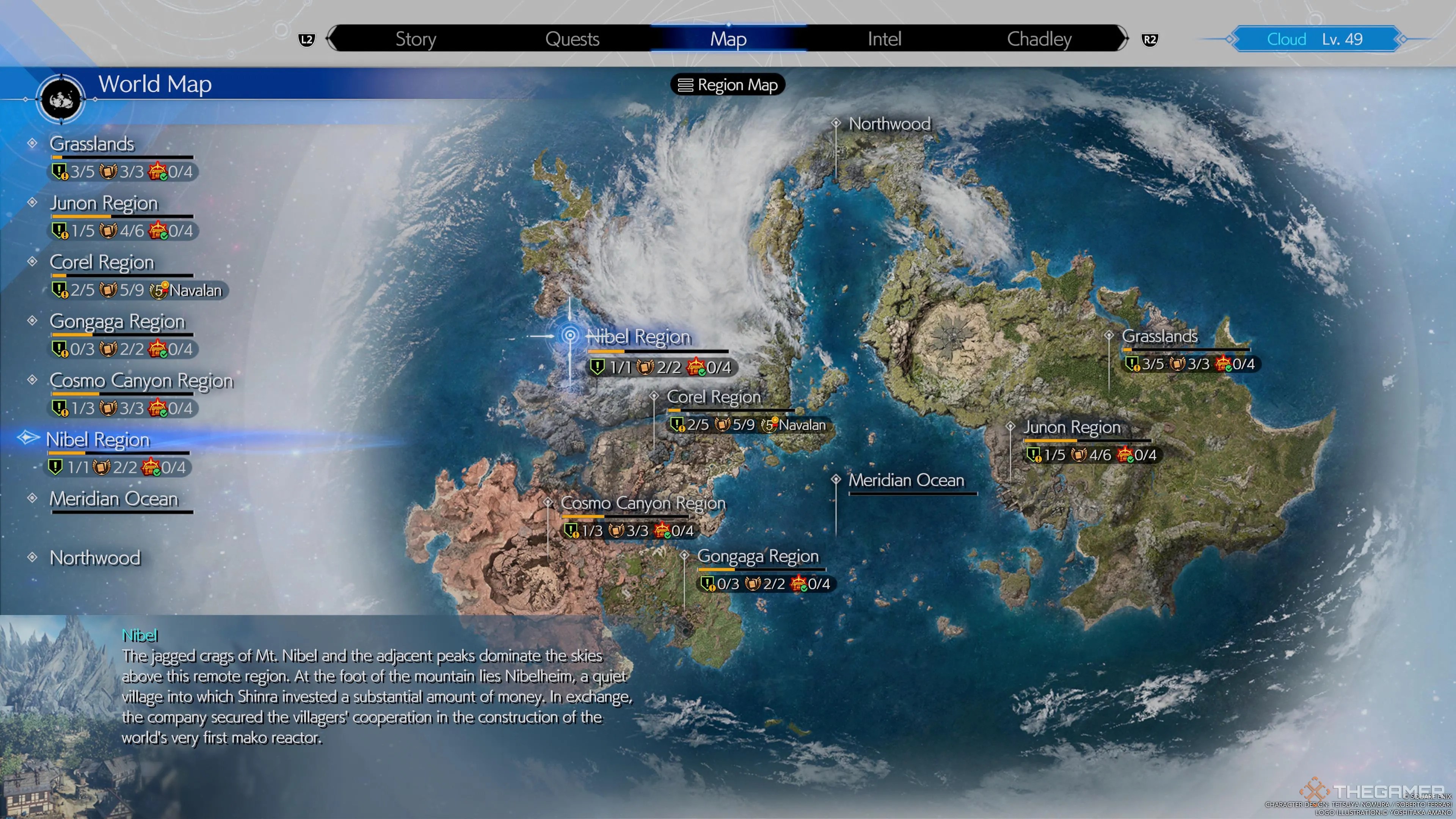 Nibel on the map in Final Fantasy