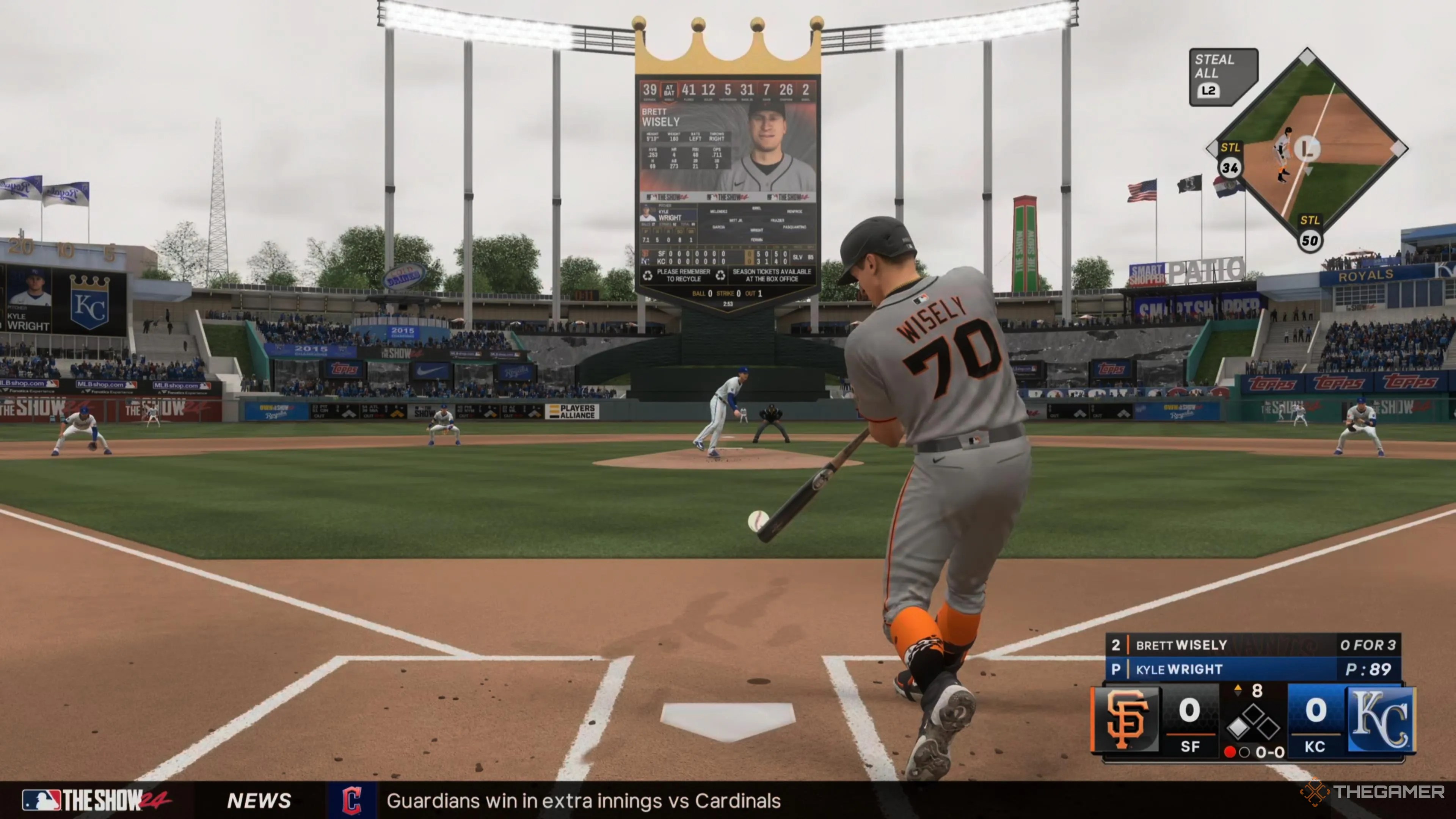 Swinging at the ball in MLB The Show 24