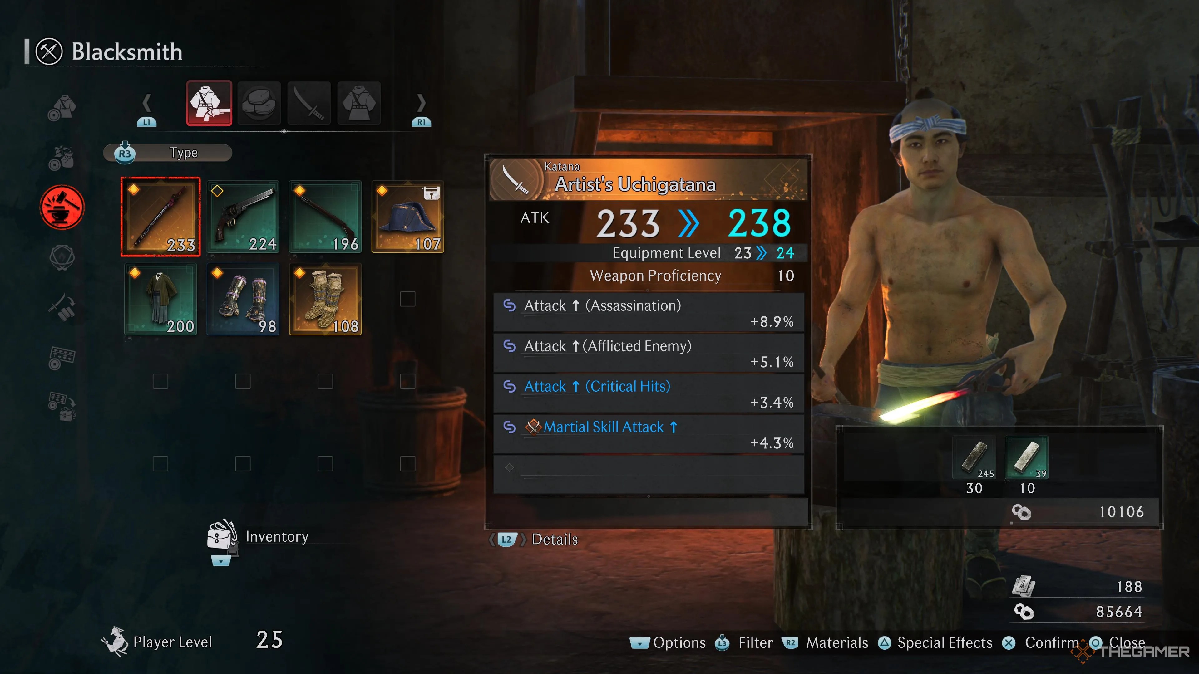 Weapon upgrading in Rise of the Ronin