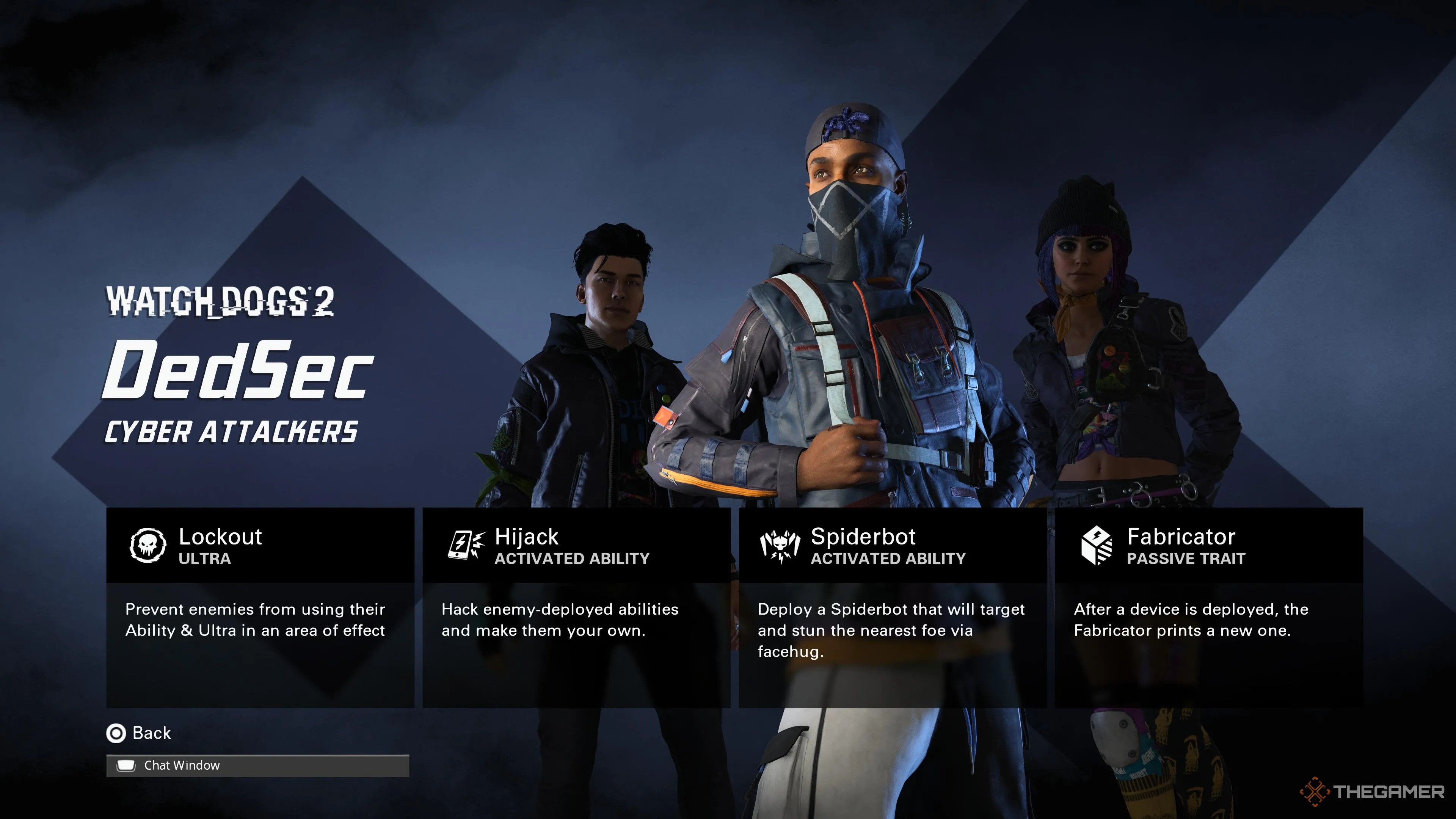 DedSec and their abilities in the XDefiant Factions menu.