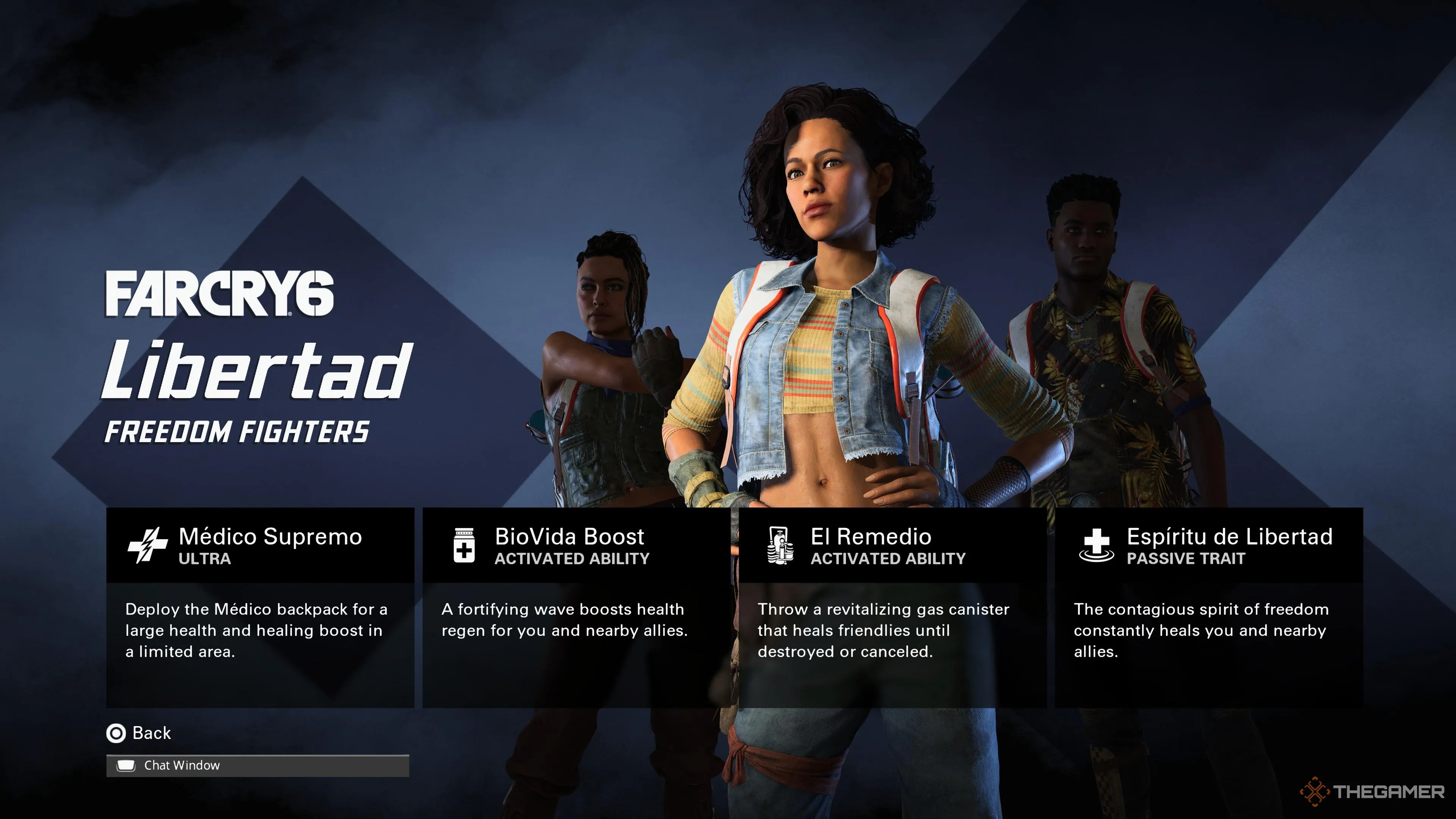 Libertad and their abilities in the XDefiant Factions menu.