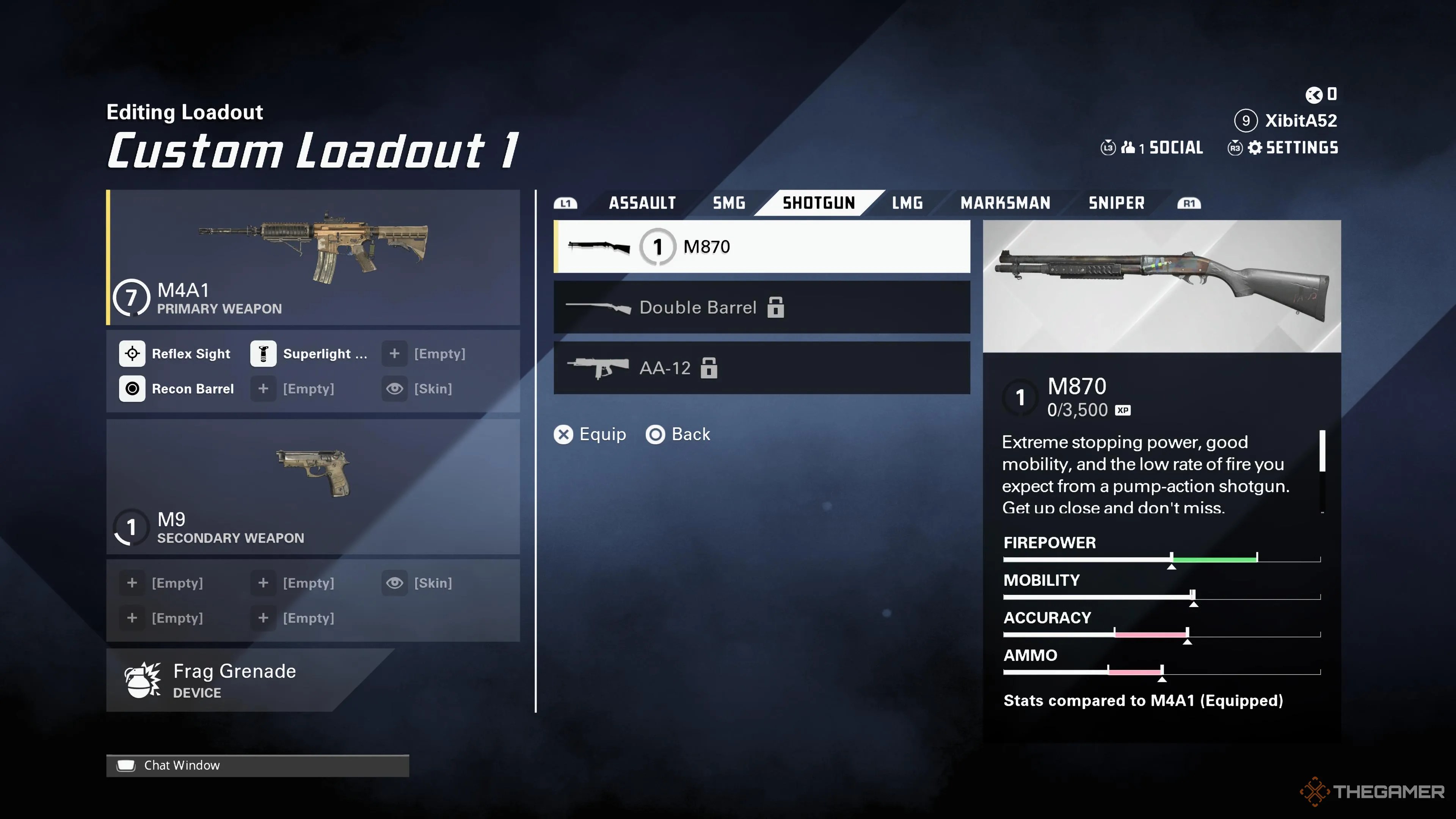 The shotgun screen during loadout customization in XDefiant.