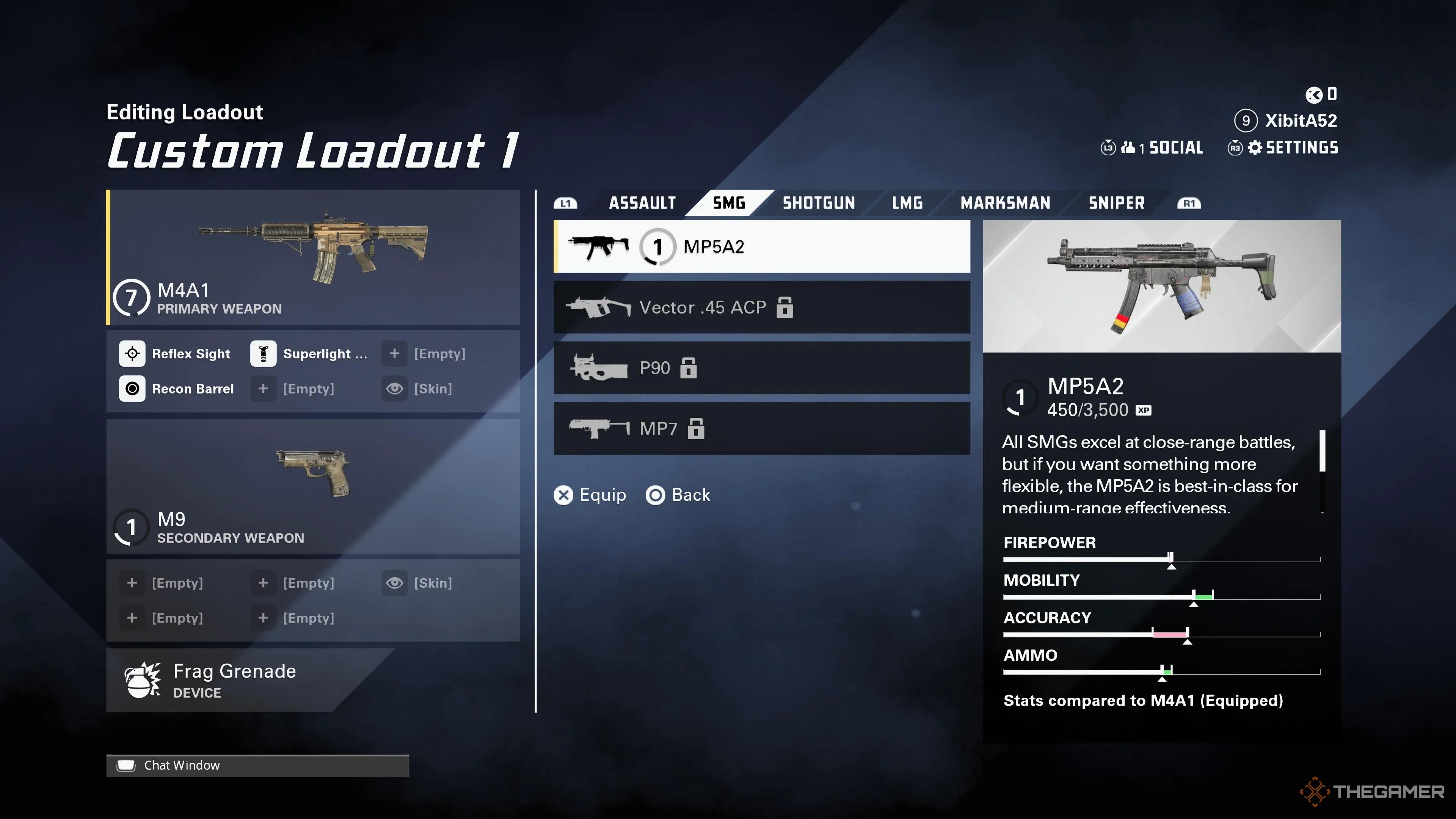 The submachine gun screen during loadout customization in XDefiant.
