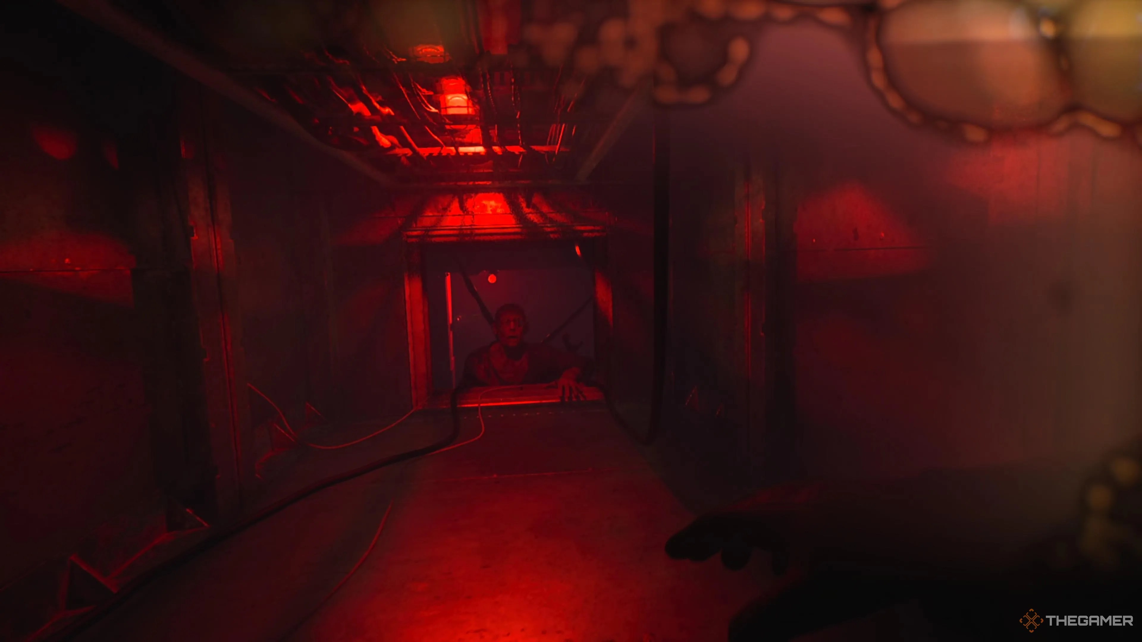 A mutated human chasing you through a vent in Still Wakes the Deep.