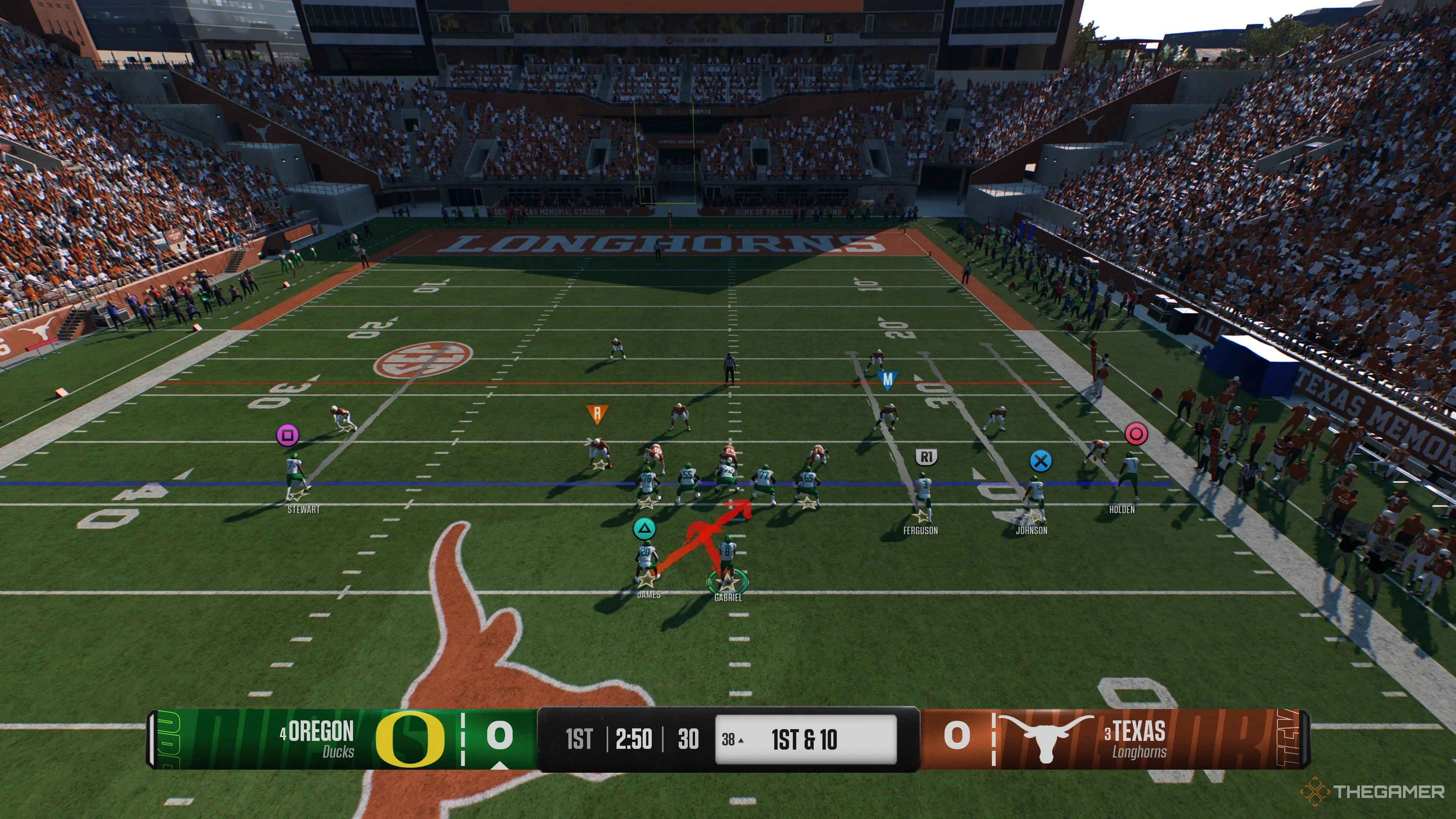 Run option play in College Football 25.
