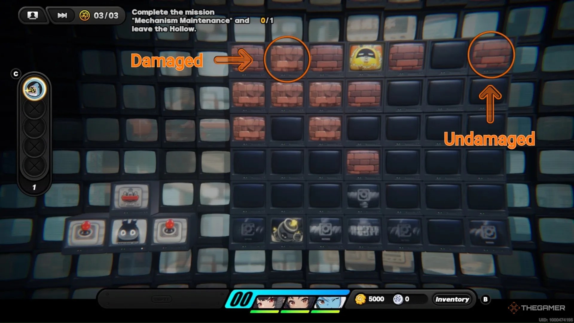 A series of brick tiles in the HDD with circles and text around them in Zenless Zone Zero.