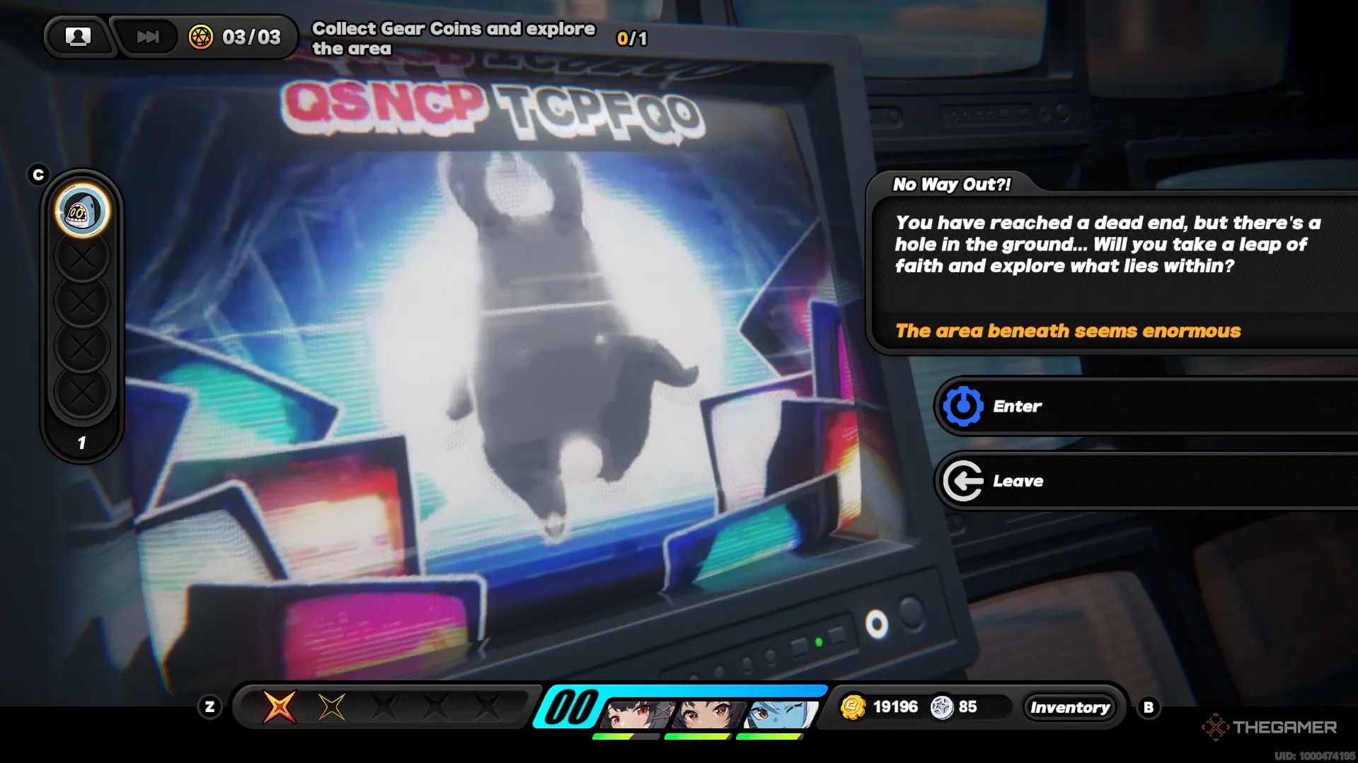 A bangboo skipping away while surrounded by glowing television screens in Zenless Zone Zero.