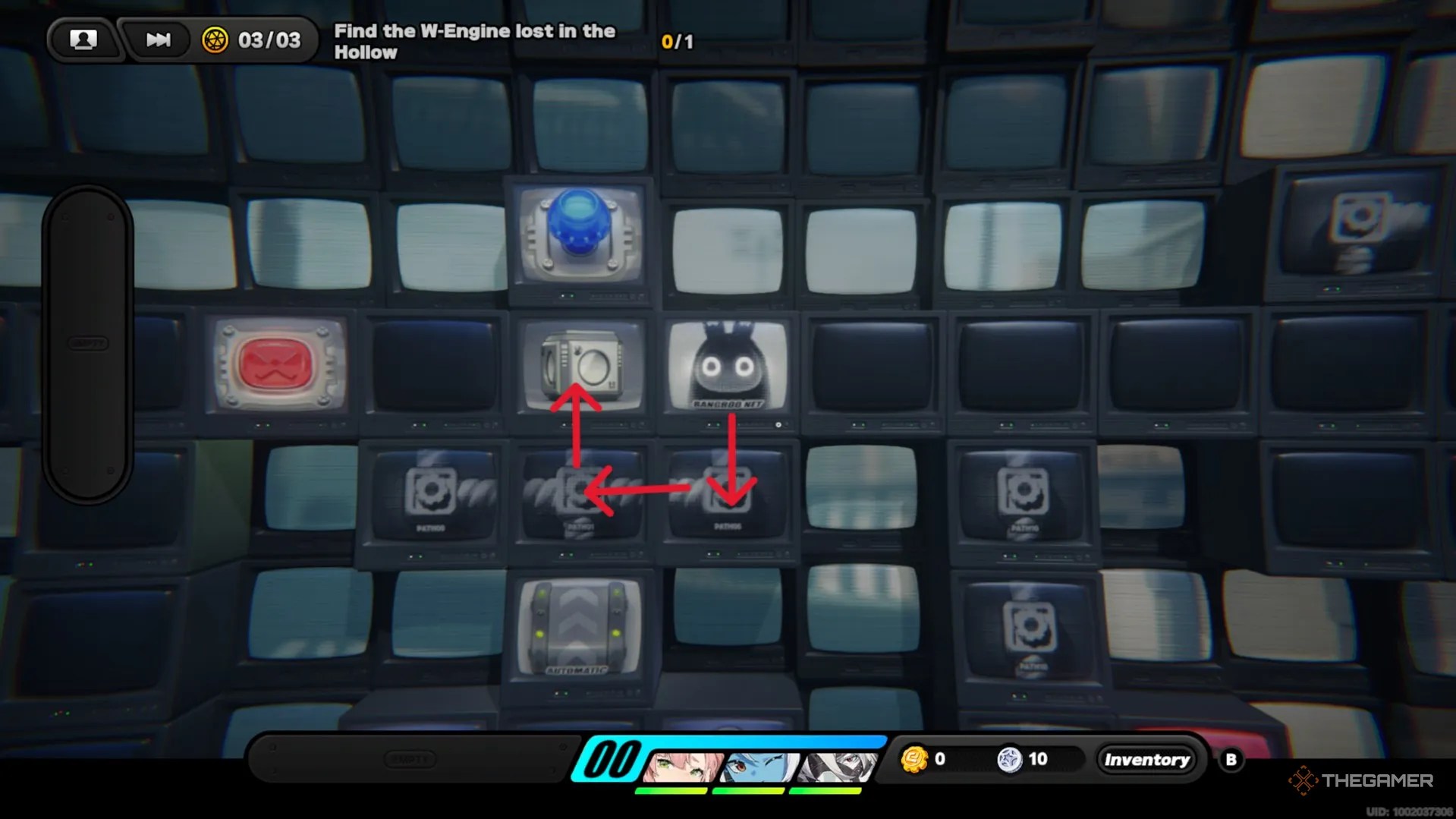 A series of arrows around a metal crate in Zenless Zone Zero.