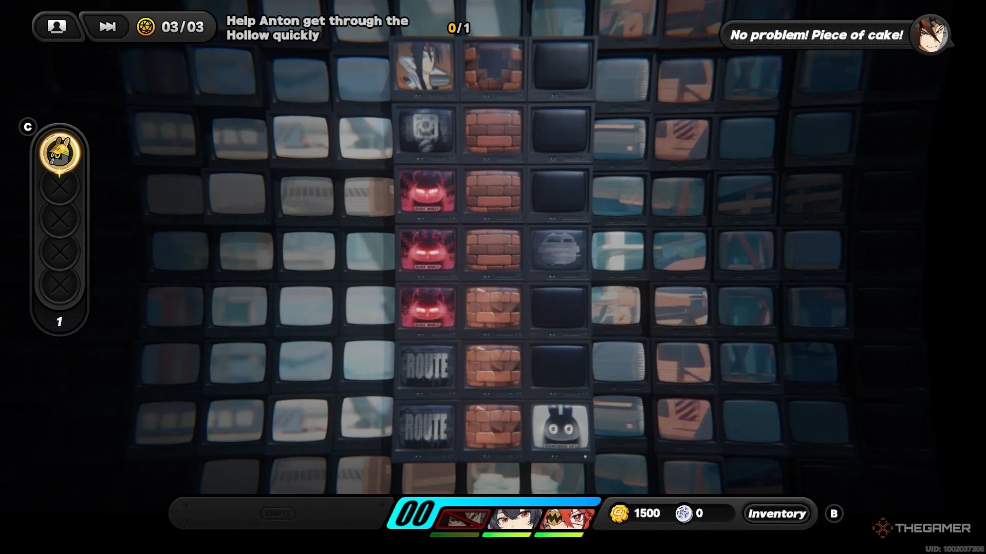 Anton on the HDD trapped behind a row of bricks and enemies in Zenless Zone Zero.