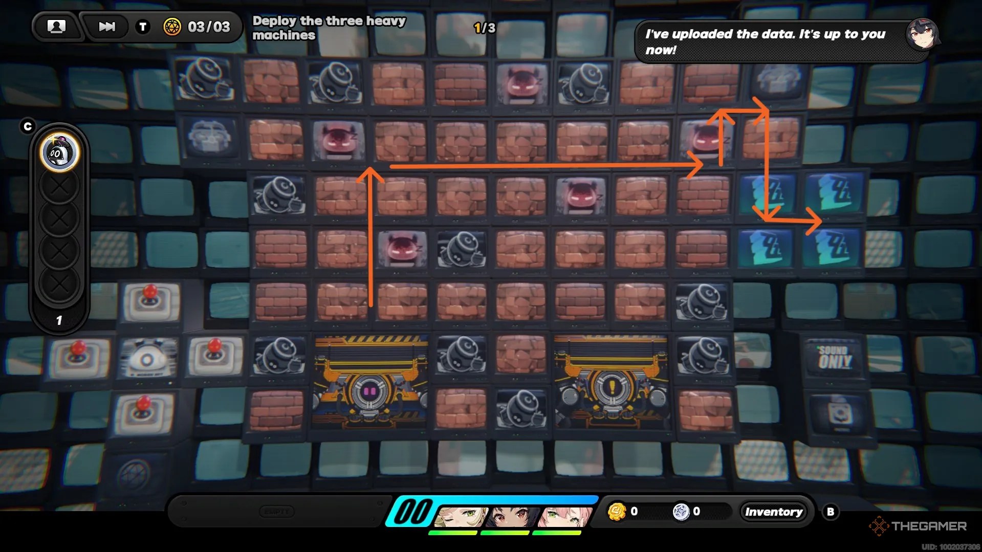 A square of screens filled with brick and bomb tiles in Zenless Zone Zero.