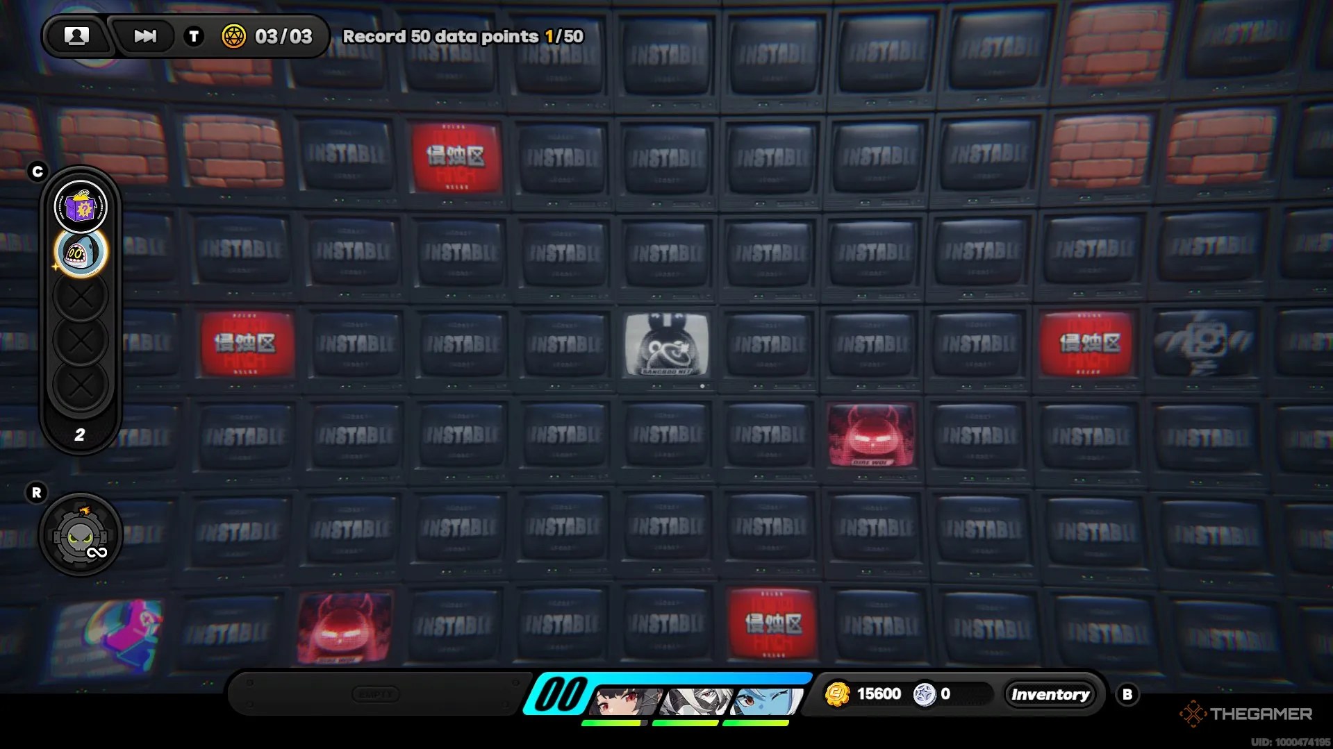 A square of television screens with glowing red tiles in Zenless Zone Zero.