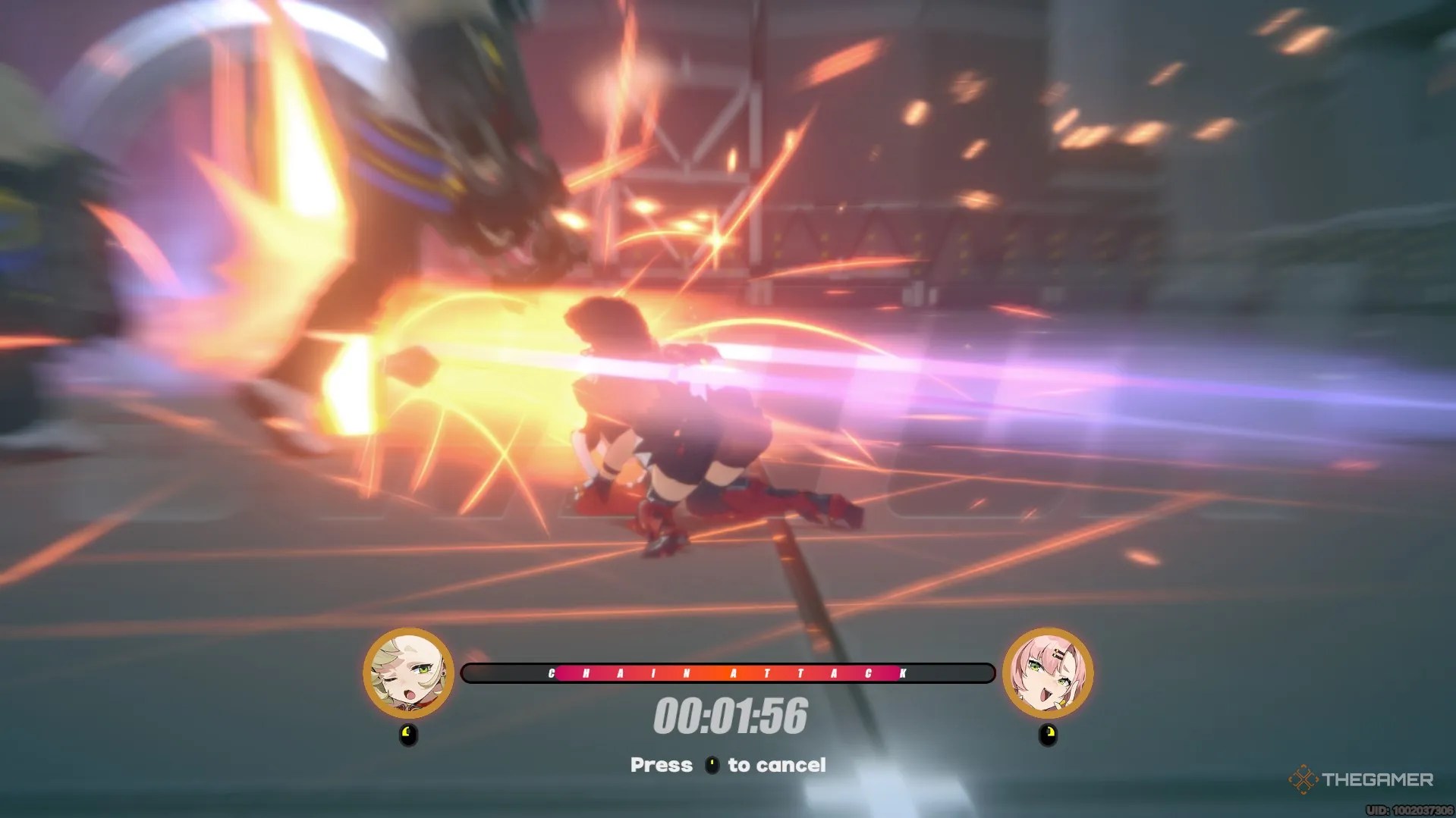 Nekomata activating a chain attack in Zenless Zone Zero.