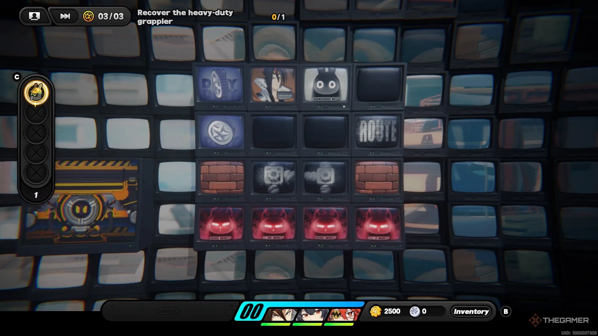 Four enemy tiles at the bottom of the HDD in Zenless Zone Zero.