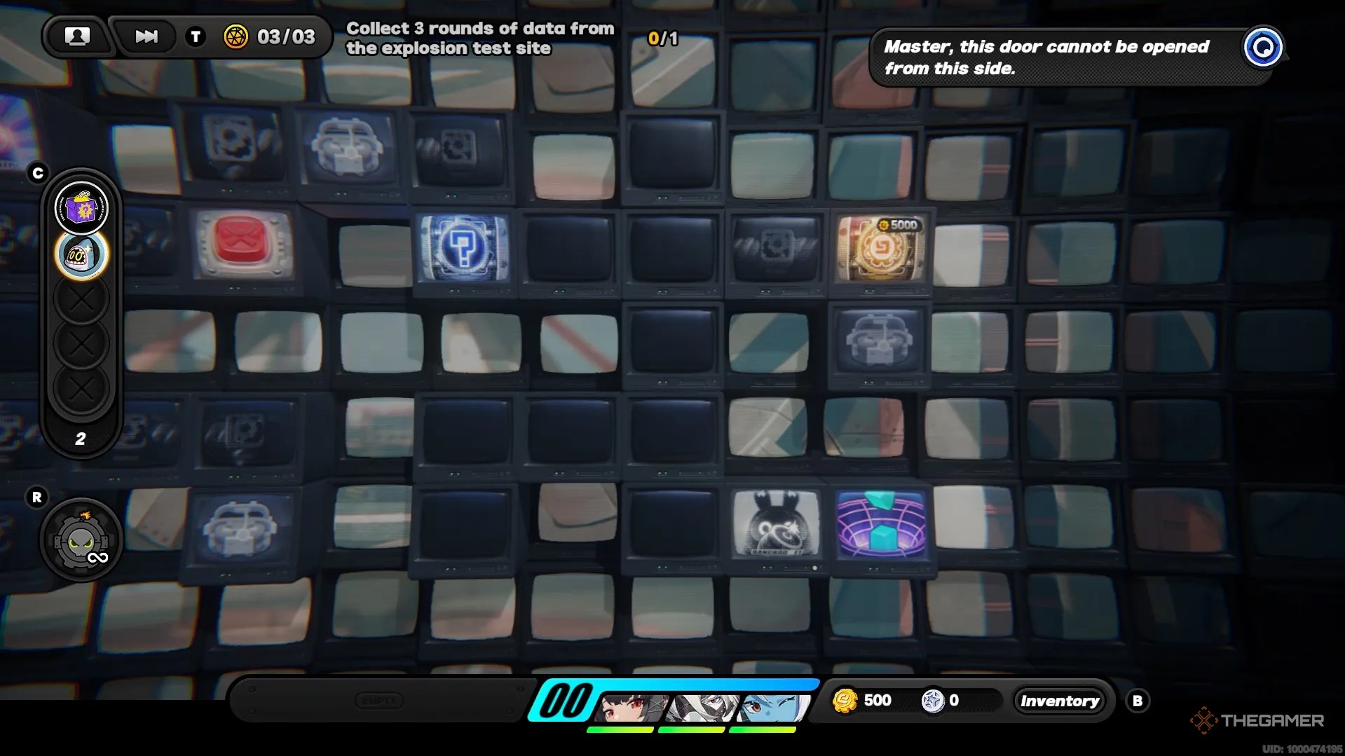 The bangboo tile next to a glowing purple tile at the end of a maze in Zenless Zone Zero.