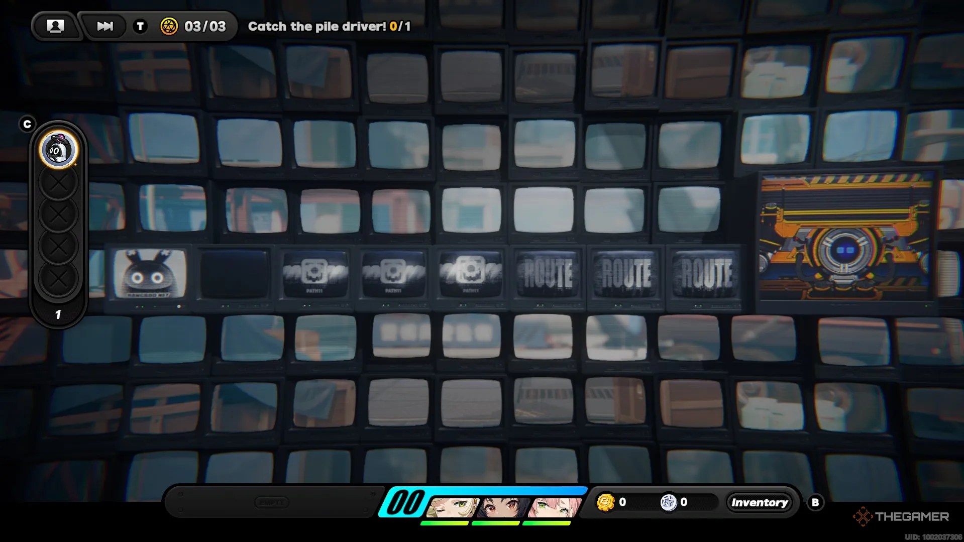 A bangboo tile with a row of television screens before it in Zenless Zone Zero.